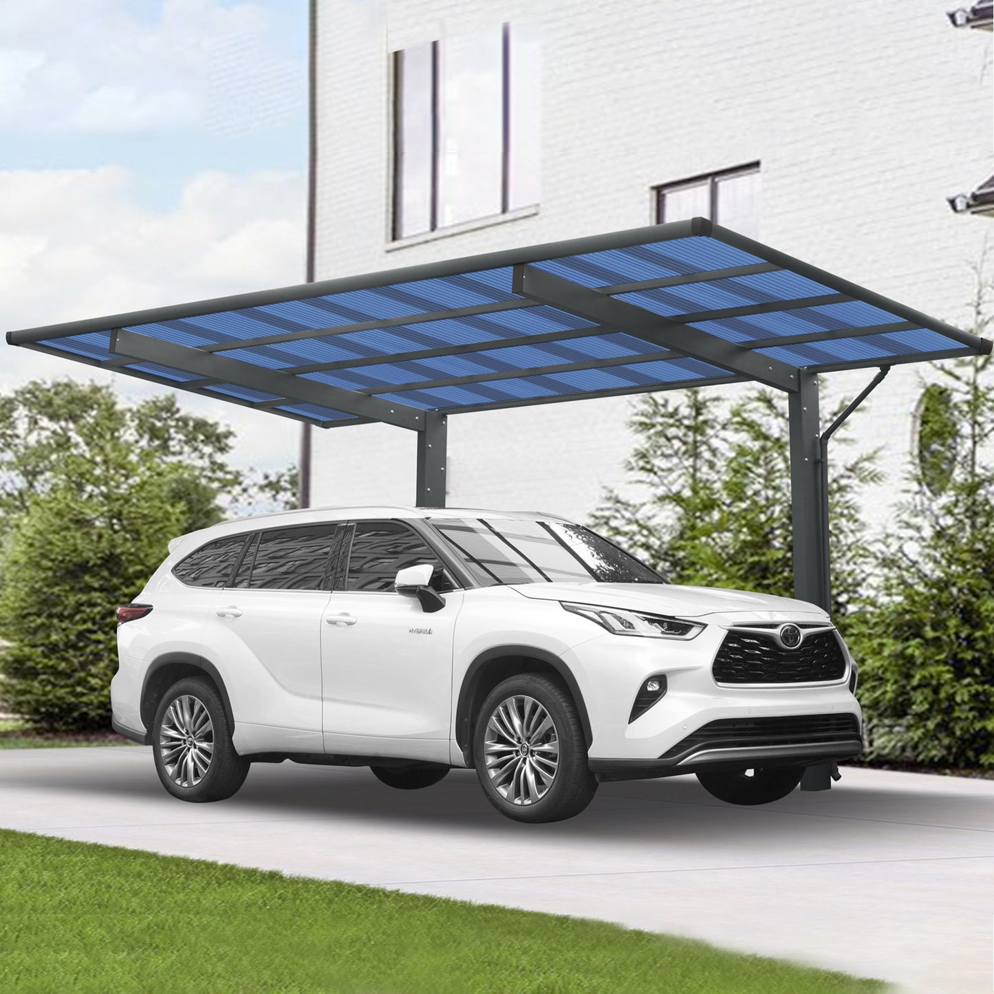 Outdoor Carport, 17.44FT*9FT*11FT Single Carport Aluminum Metal - Premium Carports from Rapidvehicles - Just $3390.48! Shop now at Rapidvehicles