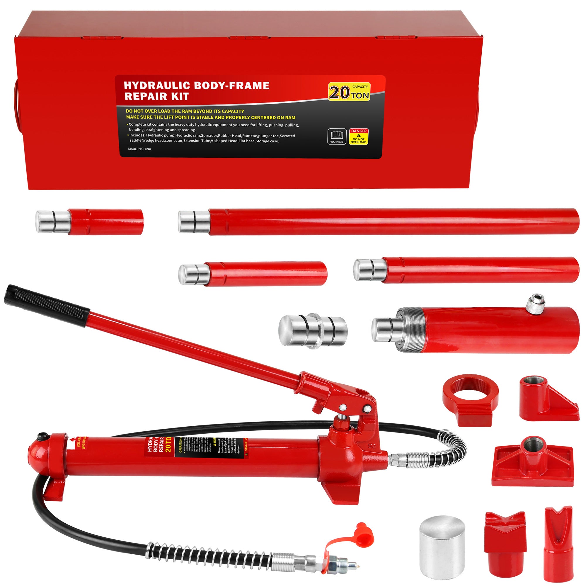 20 Ton Porta Power Kit, Portable Hydraulic Jack with1.43 m Oil Hose, Car Frame Repair Tool with Storage Case for Automotive, - Premium Accessories from Rapidvehicles - Just $331.99! Shop now at Rapidvehicles