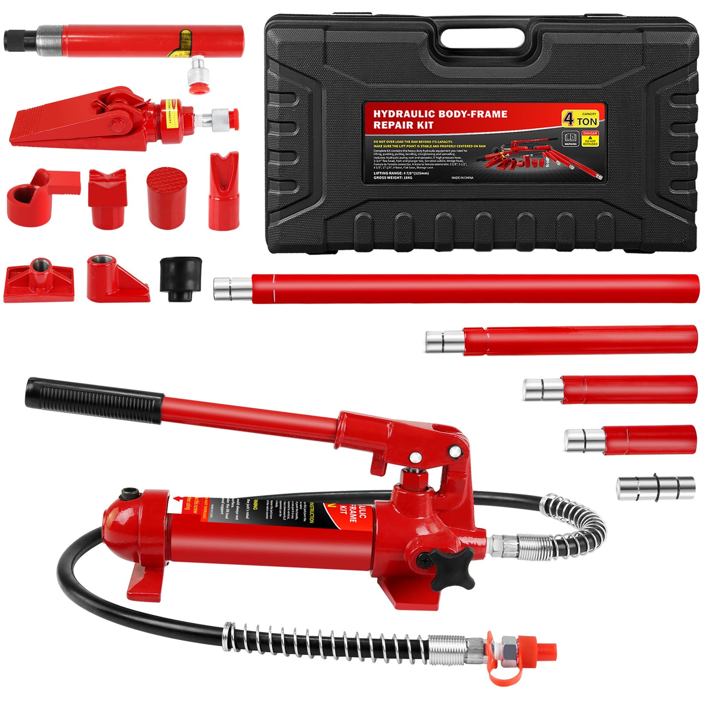 4 Ton Porta Power Kit, Portable Hydraulic Jack with Oil Hose, - Premium Accessories from Rapidvehicles - Just $158.28! Shop now at Rapidvehicles