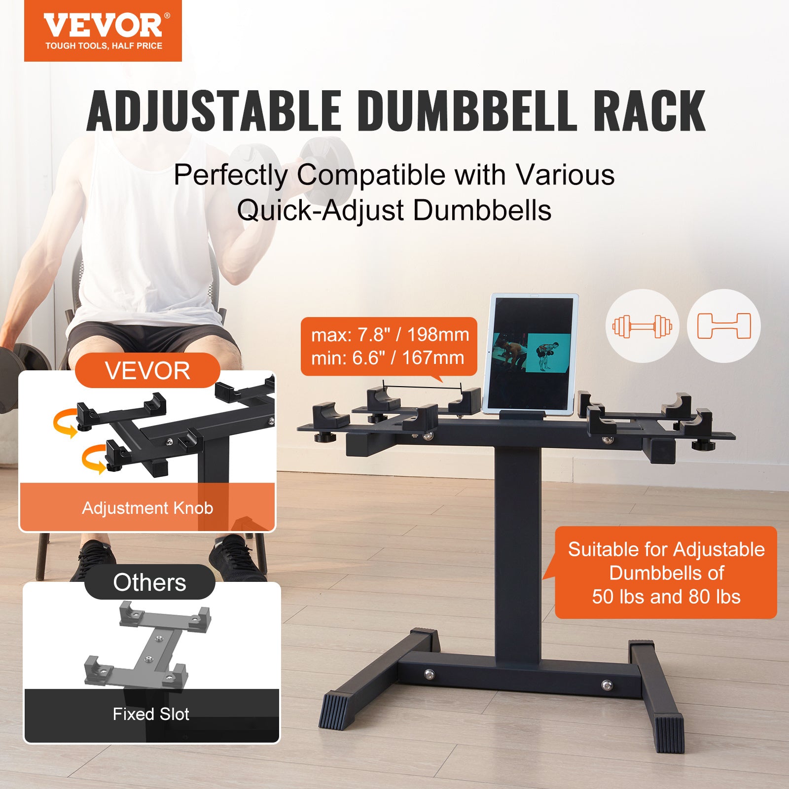 Adjustable Dumbbell Stand Home Fitness Rack and Stand with Media Rack Safe and Convenient Perfect for Home Gym Strength Training - Premium Carports from VEVOR - Just $125.50! Shop now at Rapidvehicles