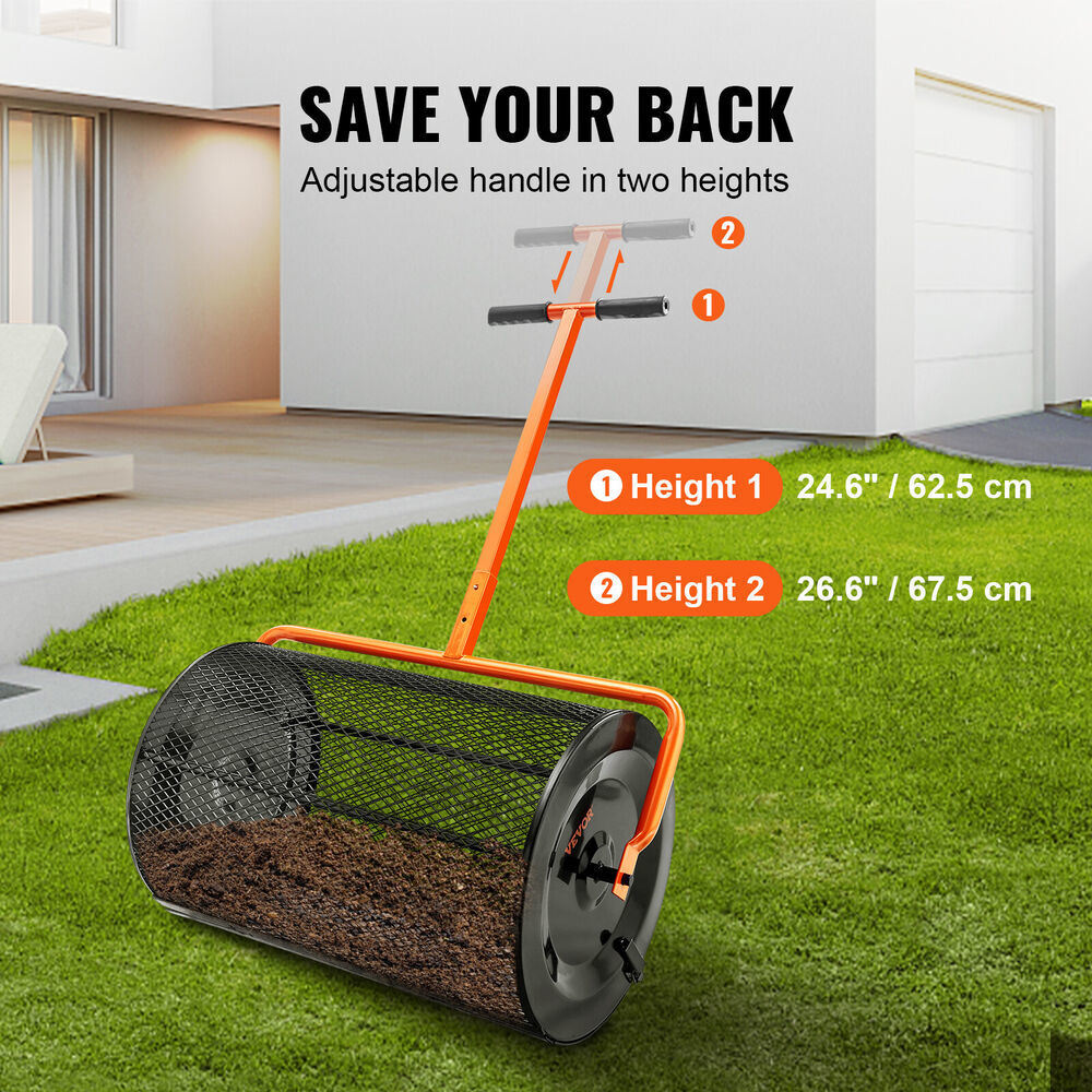 Compost Spreader Peat Moss Spreader 24" Wide 24.4-26.4" Height Adjustable - Premium Carports from Rapidvehicles - Just $194.14! Shop now at Rapidvehicles