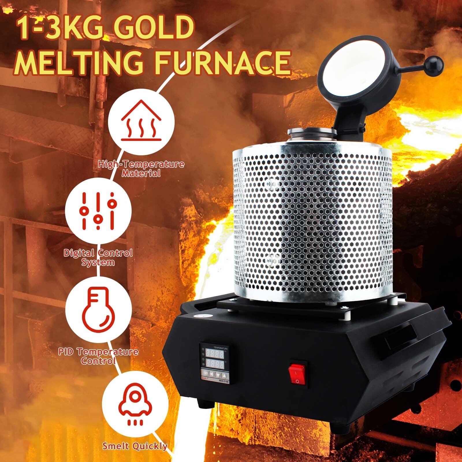 Upgraded Gold Melting Furnace 3 KG Electric Digital Smelting Furnace Kit Casting Refining Jewelry Precious Metals Gold Silver - Premium Carports from WINIZER - Just $325.99! Shop now at Rapidvehicles