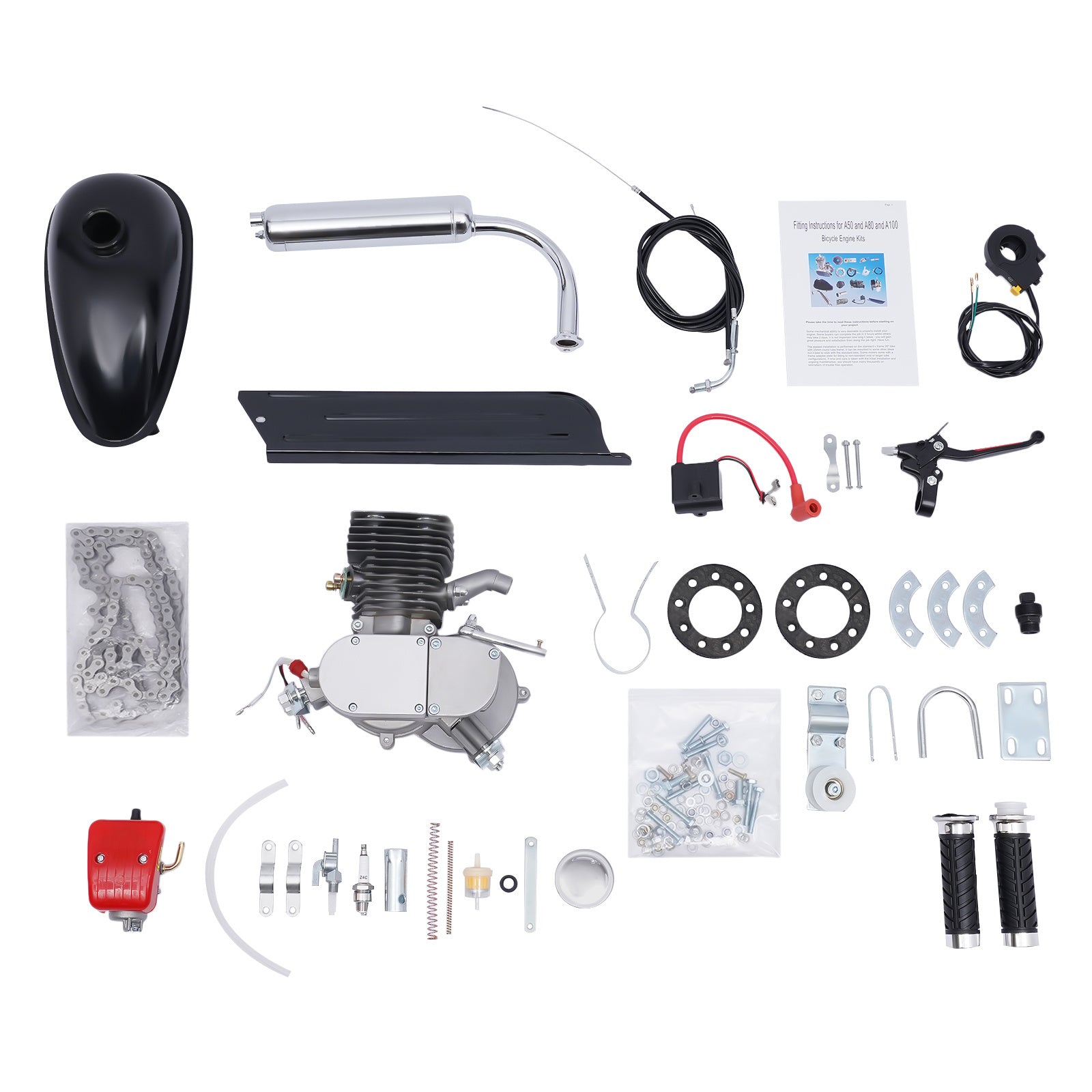 36/44 Tooth Bicycle Engine Kit Bike Petrol Gas Engine Motor For DIY Electric Bicycle Mountain Bike Complete Set 100cc 2-Stroke - Premium Carports from Rapidvehicles - Just $158.99! Shop now at Rapidvehicles