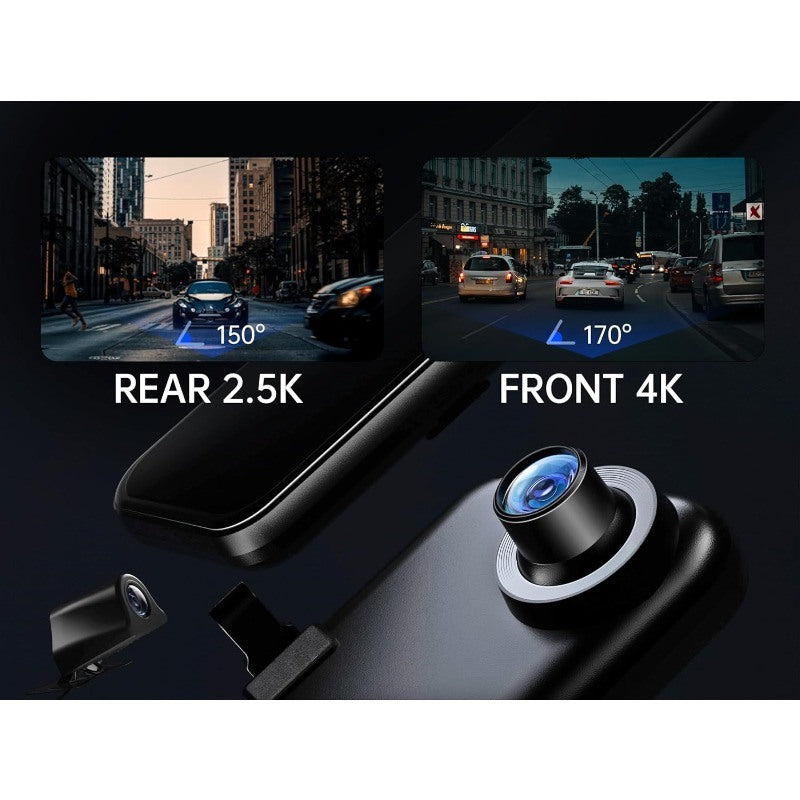 P12 Pro Max 4K+2.5K Mirror Dash Cam With Wi-Fi, Front and Rear Cameras, Night Vision, Voice Control - Premium Carports from Rapidvehicles - Just $268.68! Shop now at Rapidvehicles