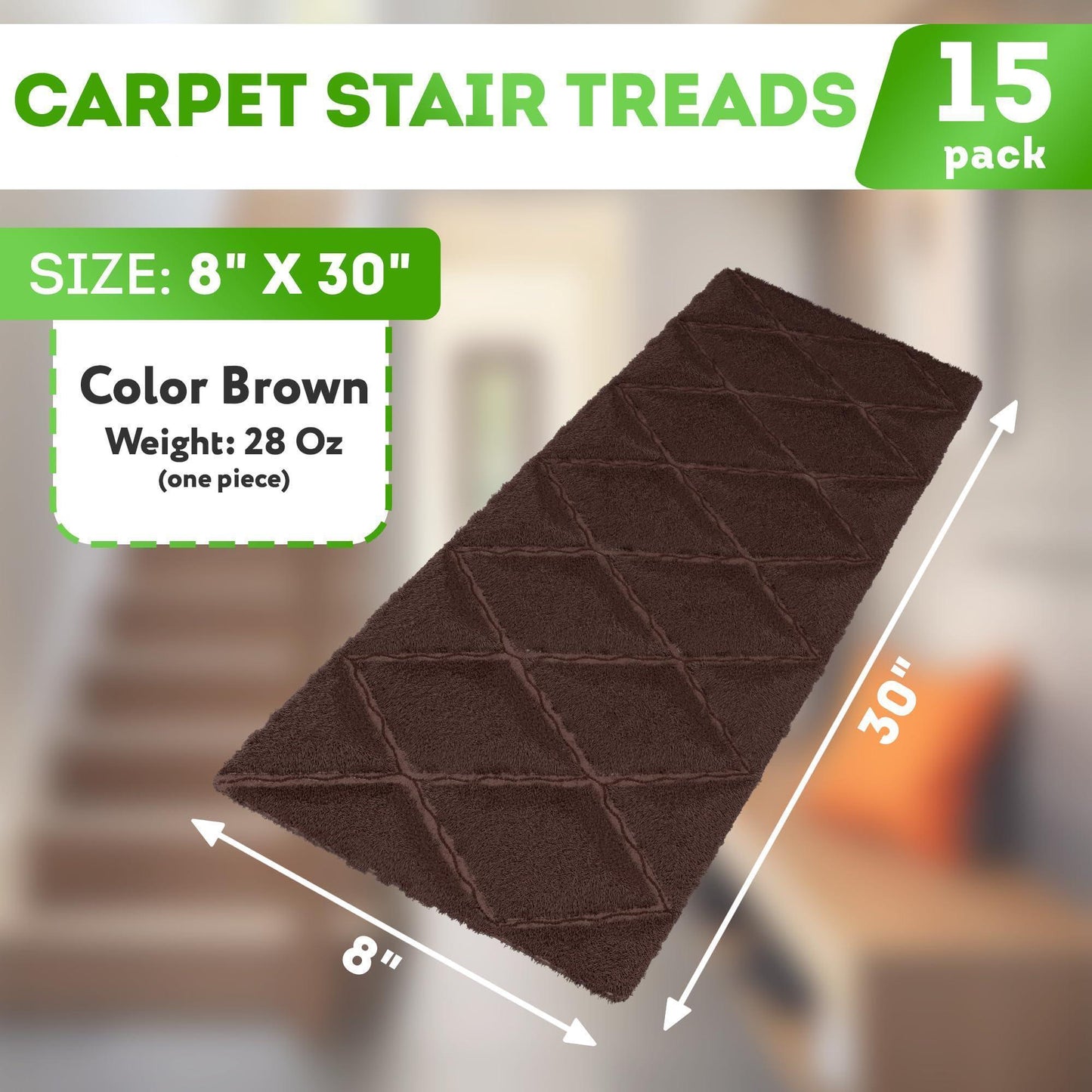 Carpet Stair Treads for Wooden Steps Indoor 8 x 30 inch Pack of - Premium Rugs & Carpet from Purevacy - Just $47.97! Shop now at Rapidvehicles