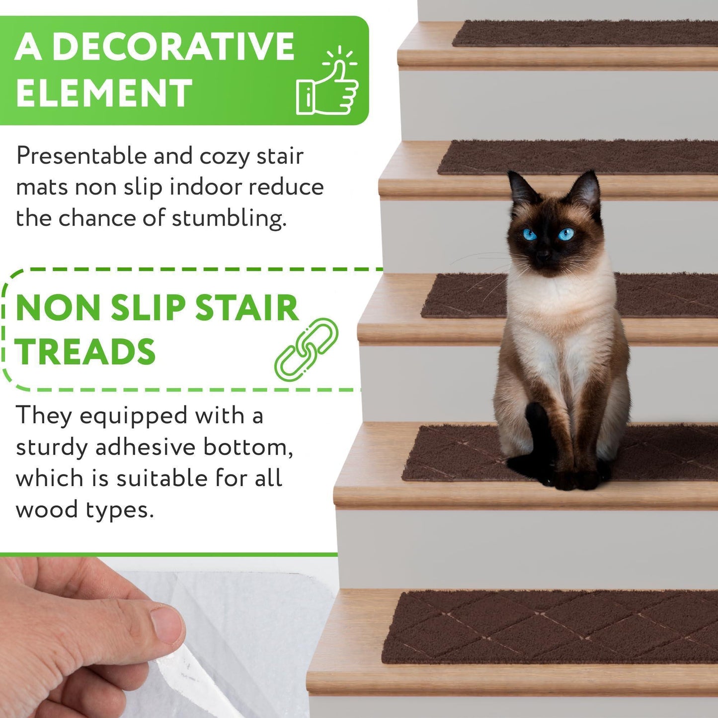 Carpet Stair Treads for Wooden Steps Indoor 8 x 30 inch Pack of - Premium Rugs & Carpet from Purevacy - Just $47.97! Shop now at Rapidvehicles