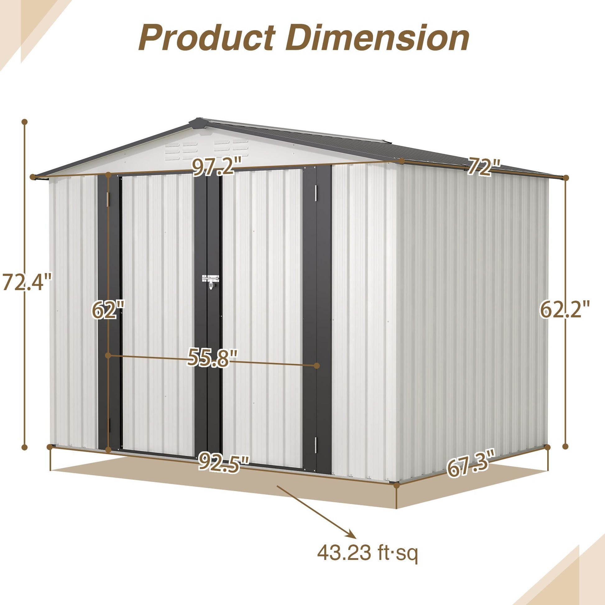 8 x 6 ft Outdoor Storage Shed, All Weather Metal Sheds with 2 - Premium Carports from Rapidvehicles - Just $433.66! Shop now at Rapidvehicles