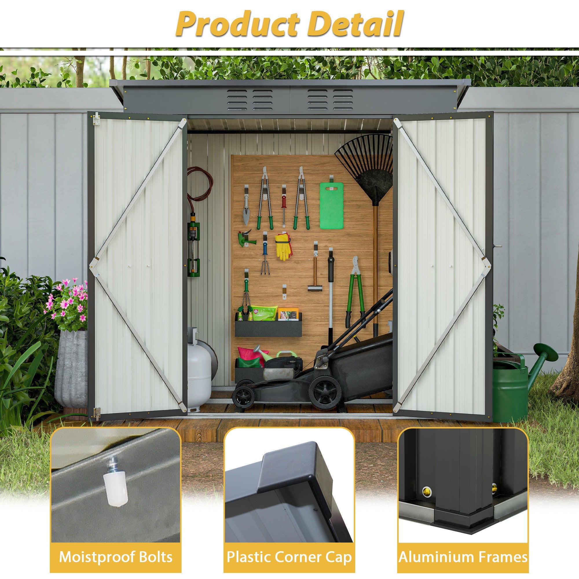 6 x 4 ft Outdoor Storage Shed, All Weather Tool Shed for Garden, Backyard, Lawn, Black - Premium Carports from Rapidvehicles - Just $288.99! Shop now at Rapidvehicles