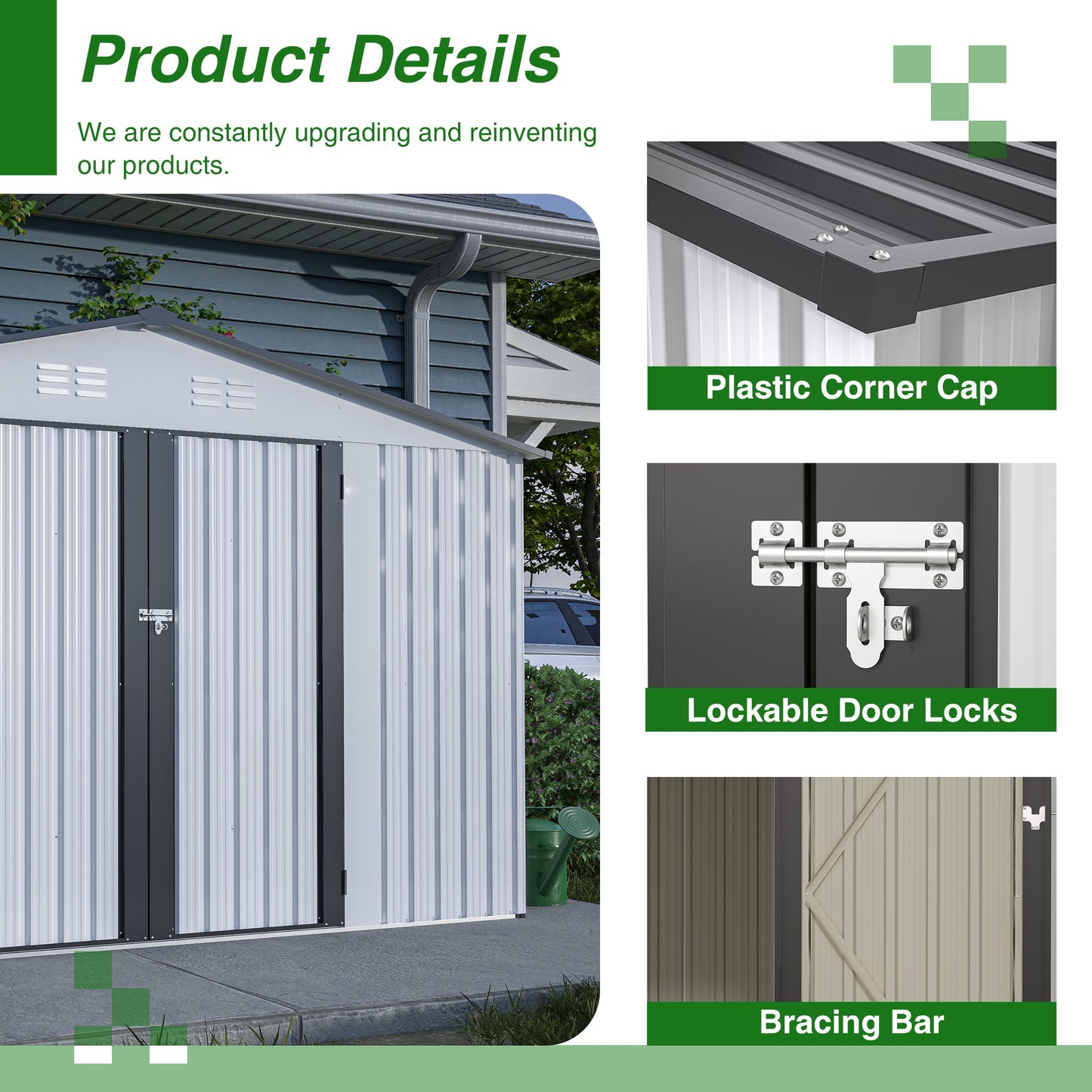 10X8 FT Outdoor Storage Shed, All Weather Metal Sheds with - Premium Carports from Rapidvehicles - Just $543.96! Shop now at Rapidvehicles