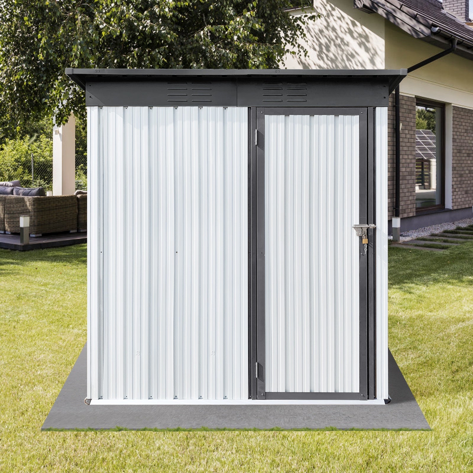 Metal garden sheds 5ftx4ft outdoor storage sheds White+Grey - Premium Carports from Rapidvehicles - Just $221.99! Shop now at Rapidvehicles