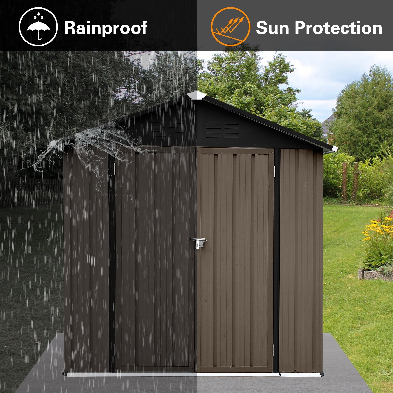 Out storage sheds 4ft?6ft Apex roof Brown + Black - Premium Carports from Rapidvehicles - Just $273.73! Shop now at Rapidvehicles