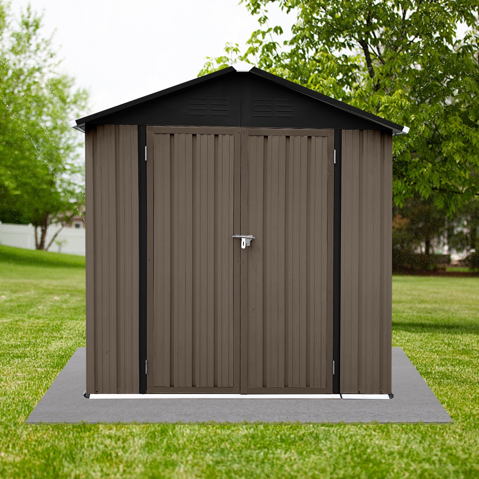 Out storage sheds 4ft?6ft Apex roof Brown + Black - Premium Carports from Rapidvehicles - Just $273.73! Shop now at Rapidvehicles