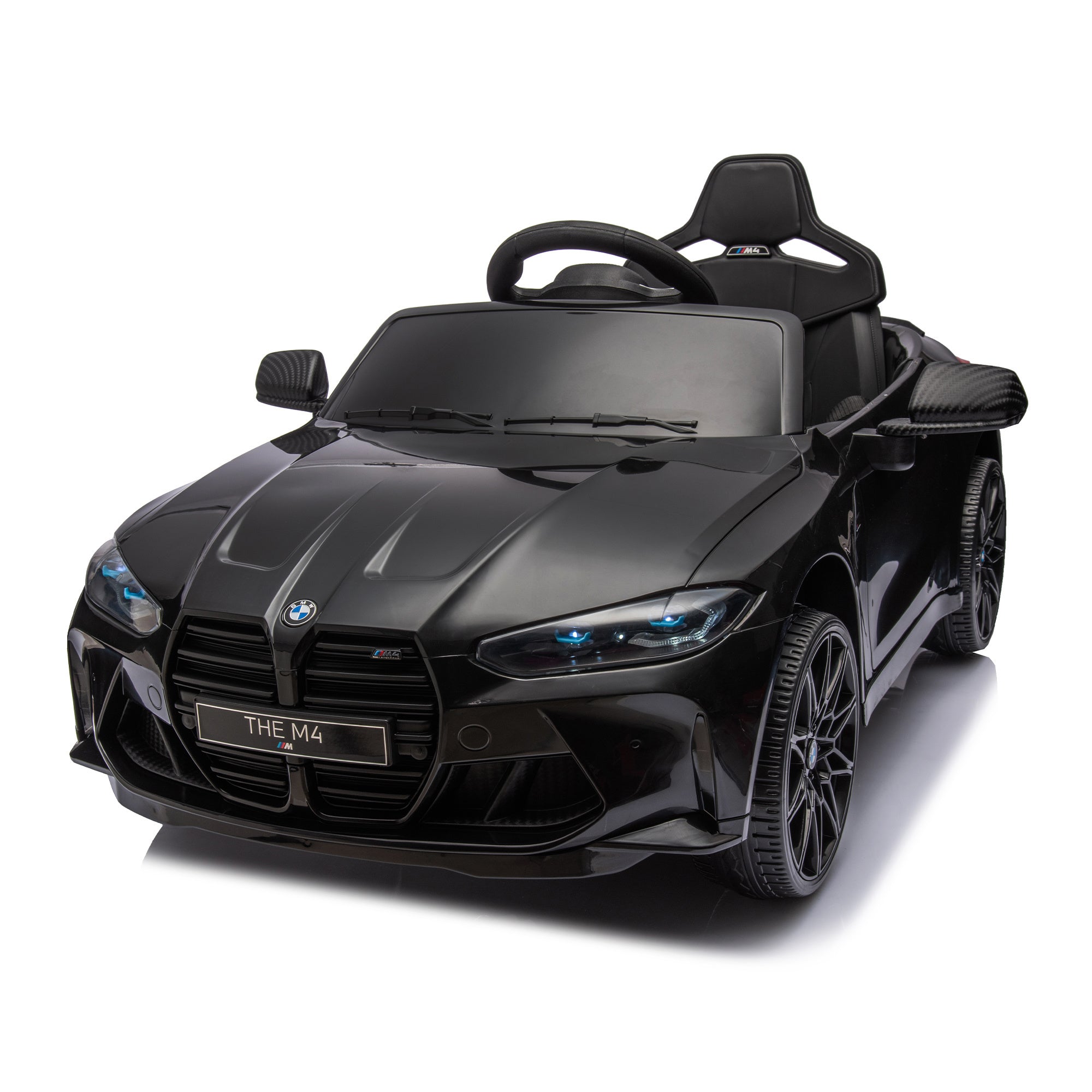 BMW M4 12v Kids ride on toy car 2.4G W/Parents Remote Control,Three speed adjustable,Power display, USB,MP3 ,Bluetooth,LED light,story,A handle with wheels and a pull, easy to carry - Premium Kids' Bikes from Rapidvehicles - Just $219.99! Shop now at Rapidvehicles