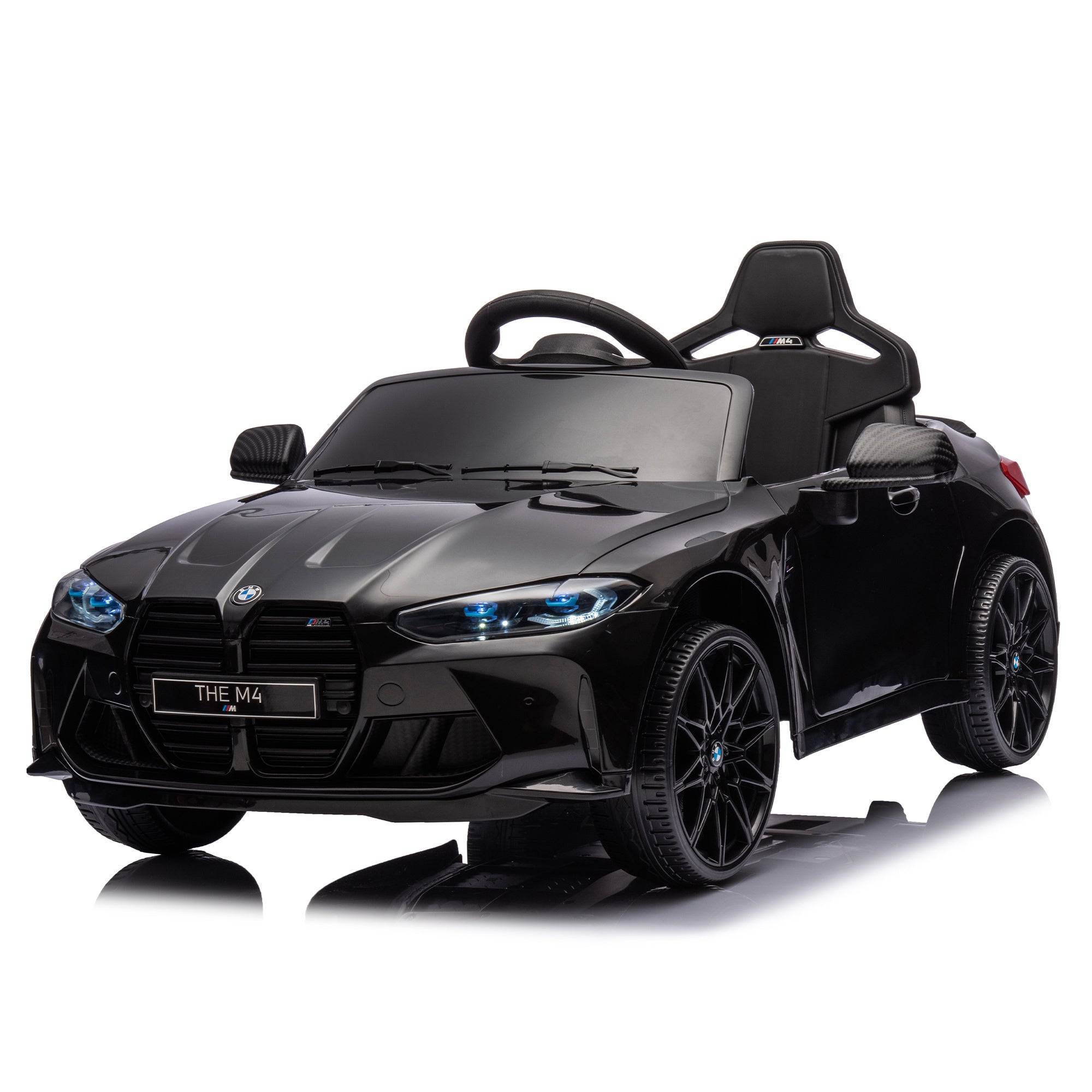 BMW M4 12v Kids ride on toy car 2.4G W/Parents Remote Control,Three speed adjustable,Power display, USB,MP3 ,Bluetooth,LED light,story,A handle with wheels and a pull, easy to carry - Premium Kids' Bikes from Rapidvehicles - Just $219.99! Shop now at Rapidvehicles