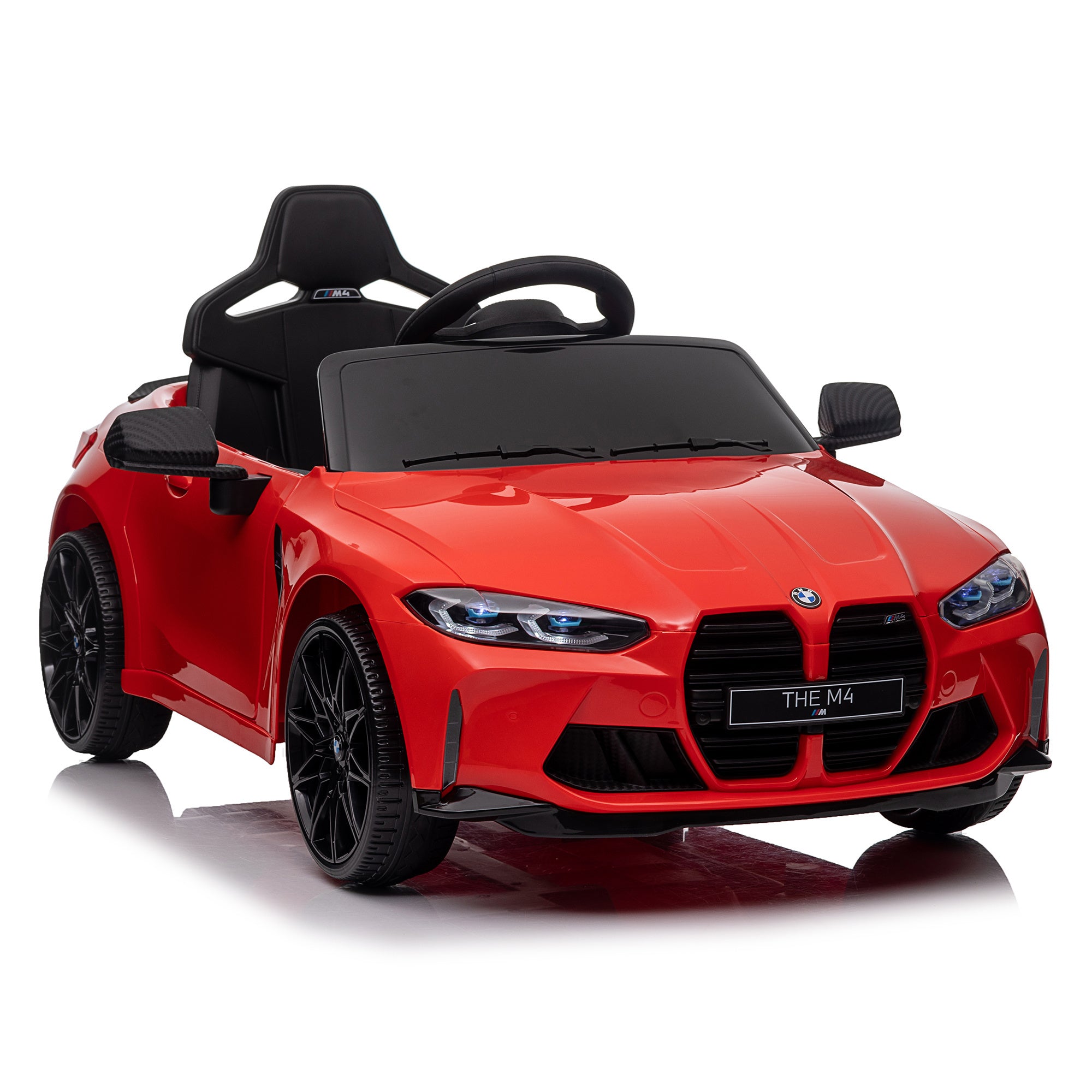 BMW M4 12v Kids ride on toy car 2.4G W/Parents Remote Control,Three speed adjustable,Power display, USB,MP3 ,Bluetooth,LED light,story,A handle with wheels and a pull, easy to carry - Premium Kids' Bikes from Rapidvehicles - Just $235.64! Shop now at Rapidvehicles