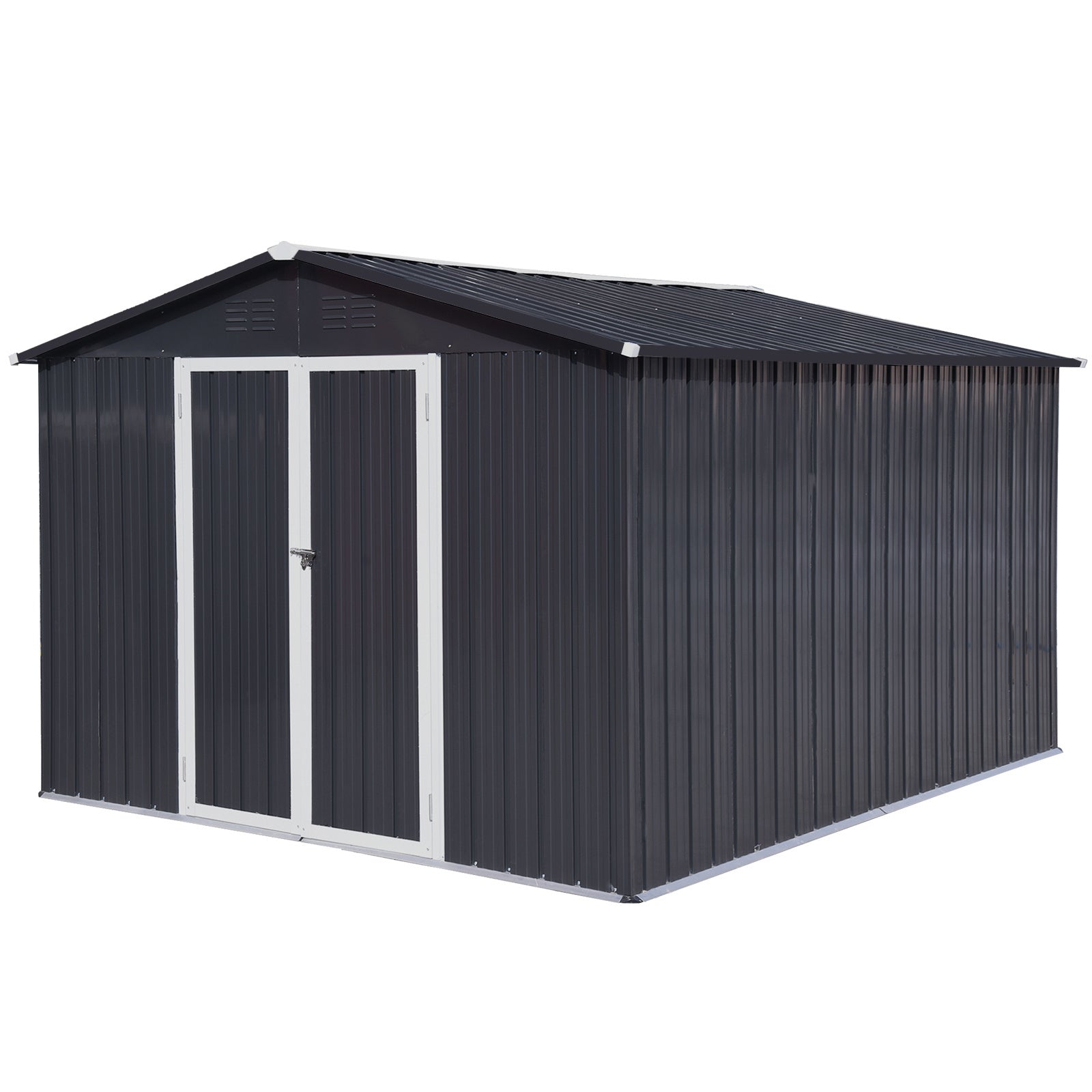 Metal garden sheds 10ftx8ft outdoor storage sheds Dark-grey with window - Premium Carports from Rapidvehicles - Just $551.99! Shop now at Rapidvehicles