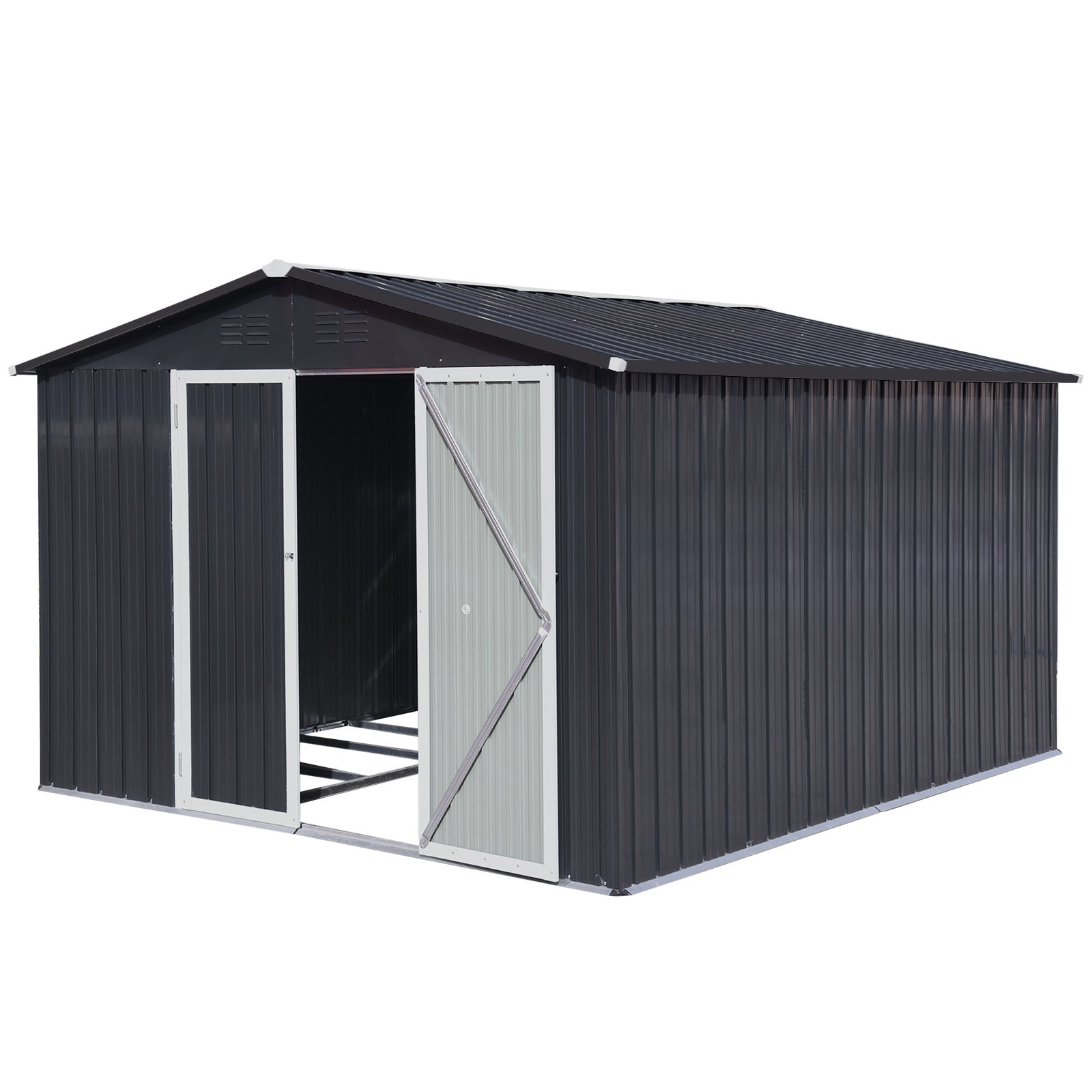 Metal garden sheds 10ftx8ft outdoor storage sheds Dark-grey with window - Premium Carports from Rapidvehicles - Just $551.99! Shop now at Rapidvehicles