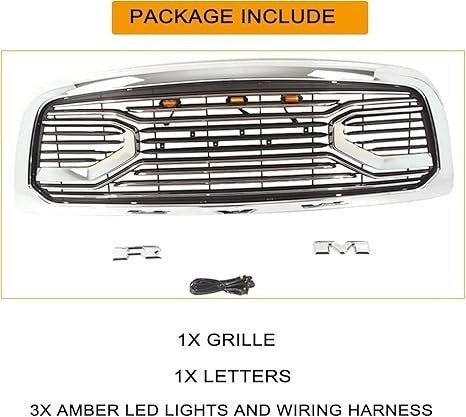 Front Grill for 2009 2010 2011 2012 Dodge Ram 1500 Chrome Grille Big Horn Style W/ Letters & Lights - Premium Accessories from Rapidvehicles - Just $326.80! Shop now at Rapidvehicles