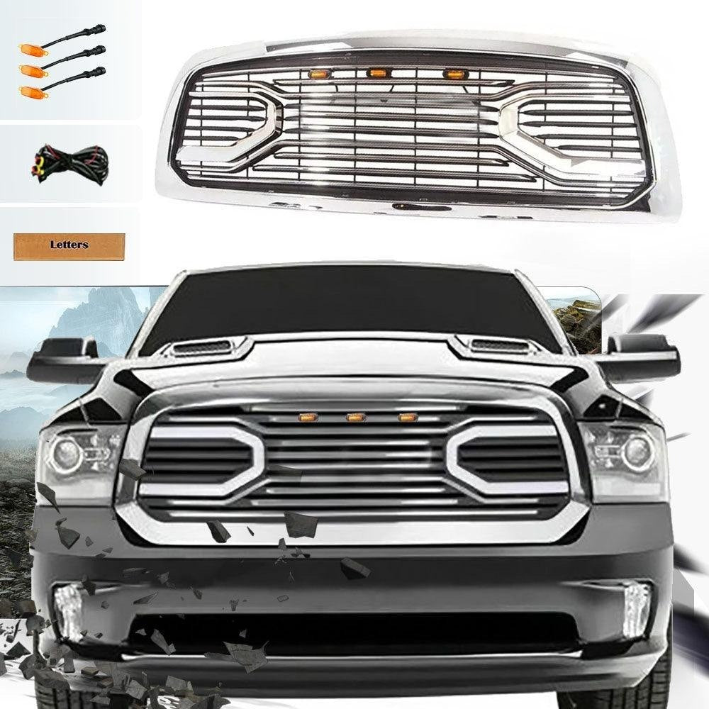 Front Grille For 2013 2014 2015 2016 2017 2018 Dodge Ram 1500 Chrome Grille Big Horn Style With Letters W/lights - Premium Accessories from Rapidvehicles - Just $327.37! Shop now at Rapidvehicles