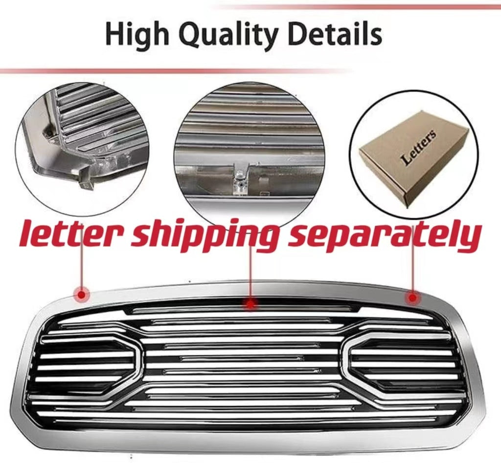 Front Grille For 2013 2014 2015 2016 2017 2018 Dodge Ram 1500 Chrome Grille Big Horn Style With Letters W/lights - Premium Accessories from Rapidvehicles - Just $331.99! Shop now at Rapidvehicles