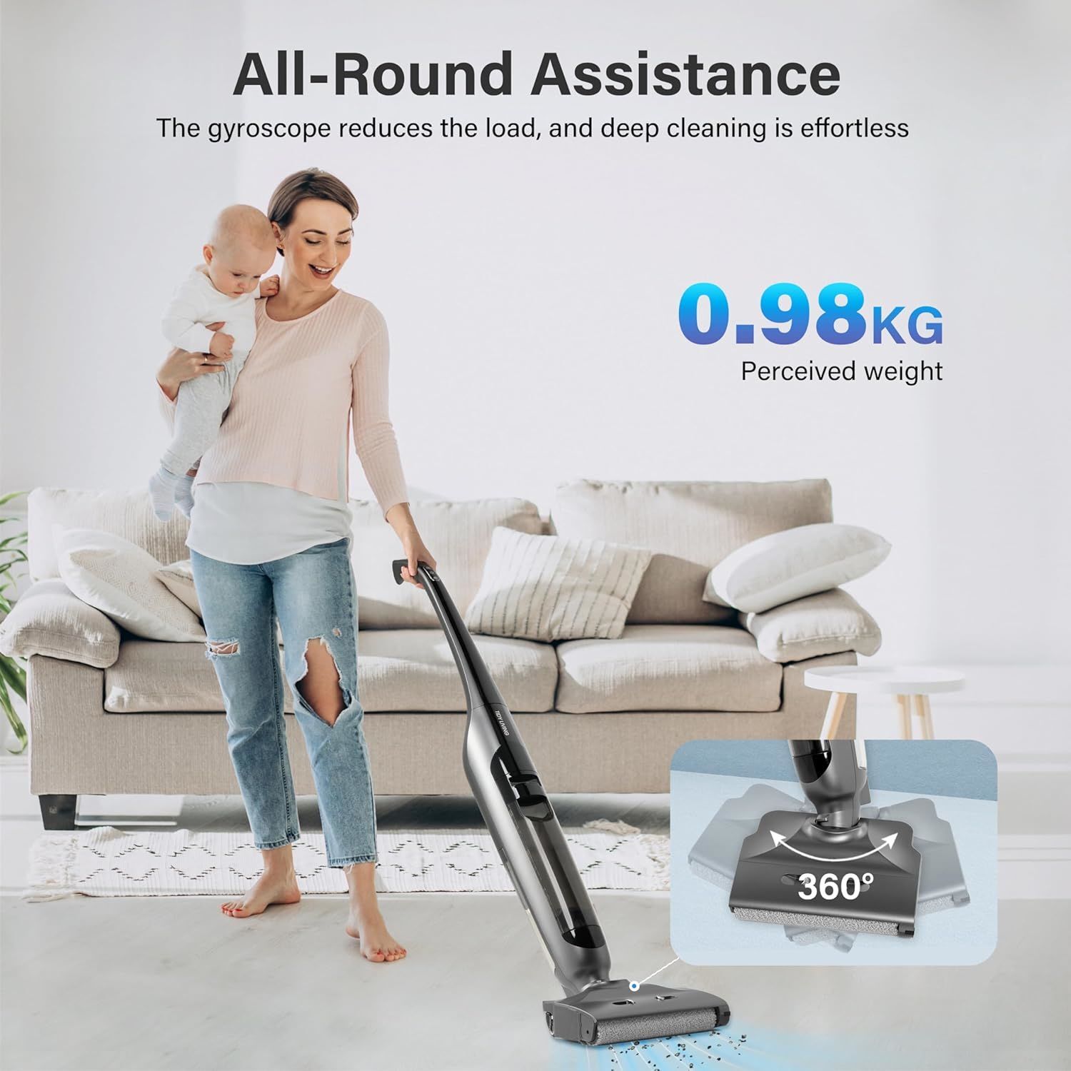 Wet Dry Vacuum Cleaner for Home, Cordless Vacuum and Mop Combo with Self-Cleaning & Aromatherapy, 50Mins Long Runtime, Stick Vacuum Cleaner for Pet Hair Hardwood Floor Carpet - Premium Cleaning Equipment from Rapidvehicles - Just $284.21! Shop now at Rapidvehicles