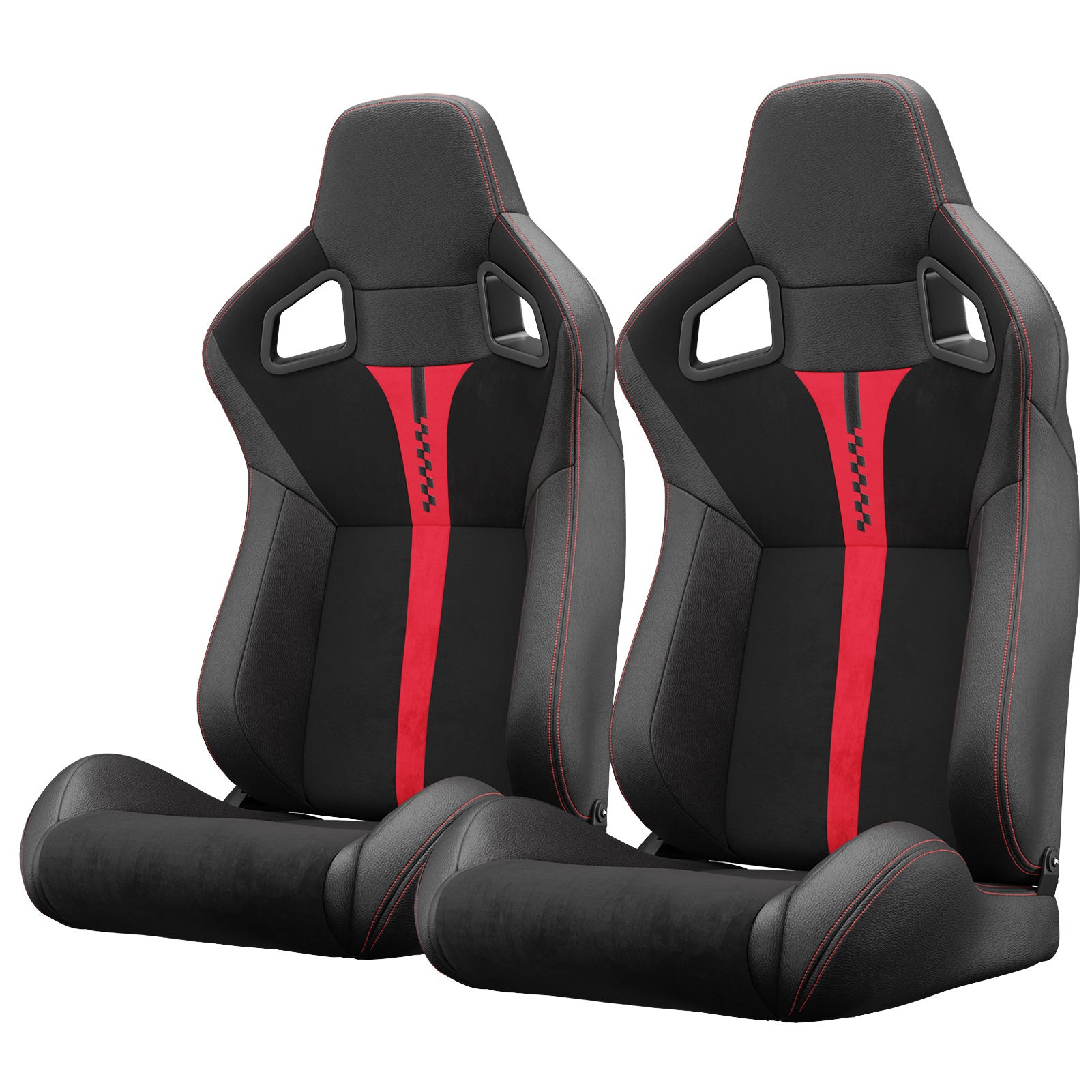 2PC New Universal Bucket Racing Seats Red Stitch Red PVC Leather Reclinable Carbon Look Leather Back With Adjustor Slider(Not Including Seat Bracket ) 1 box of 2 pieces - Premium Accessories from Rapidvehicles - Just $385.99! Shop now at Rapidvehicles