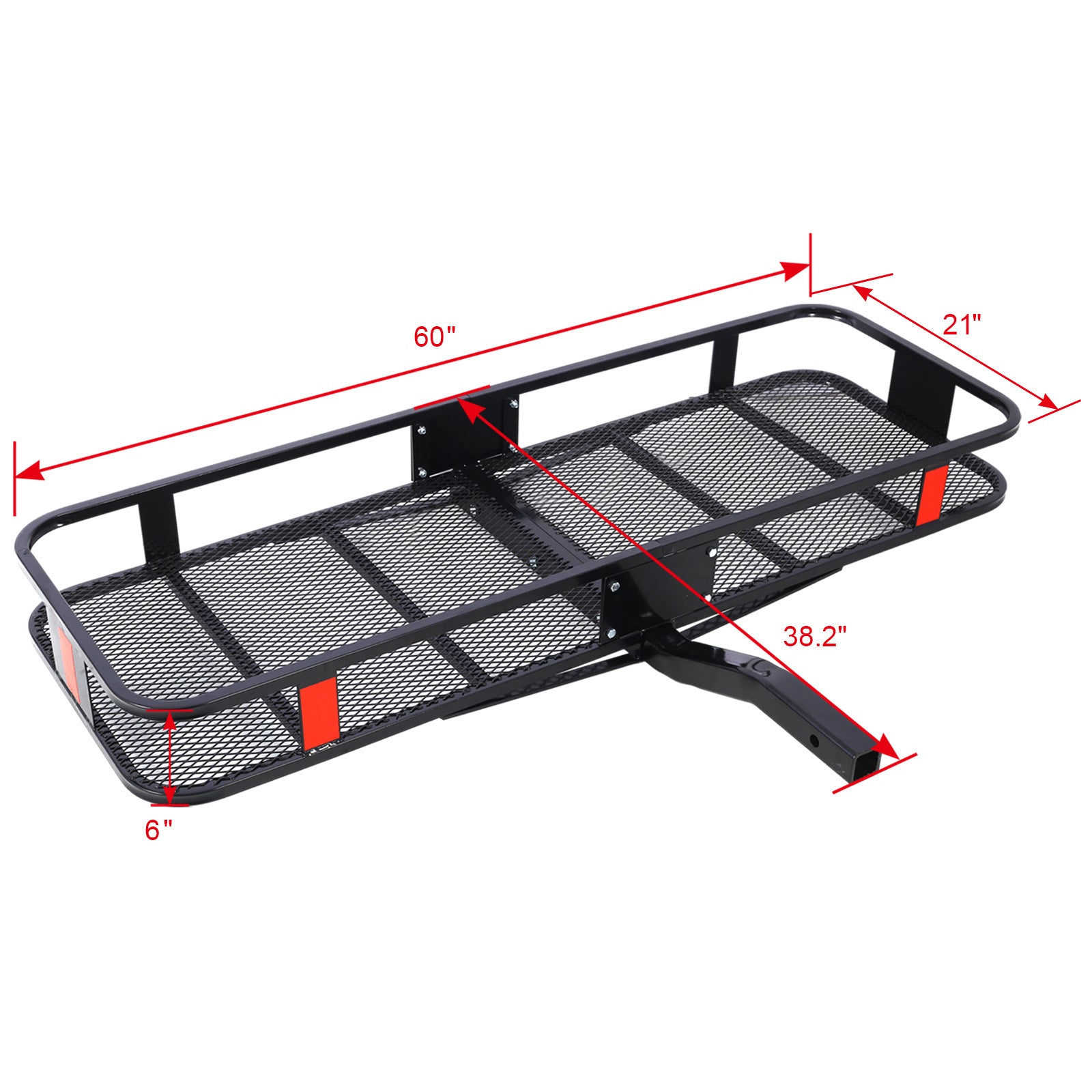 Hitch Mount Cargo Carrier Basket 60" X 21" X 6"+Waterproof Cargo Bag 16 Cubic Feet(56" 20" 20"),Hauling Weight Capacity of 500 Lbs and A Folding Arm.with Hitch Stabilizer,Net and Straps - Premium Cargo Management from Rapidvehicles - Just $246.89! Shop now at Rapidvehicles