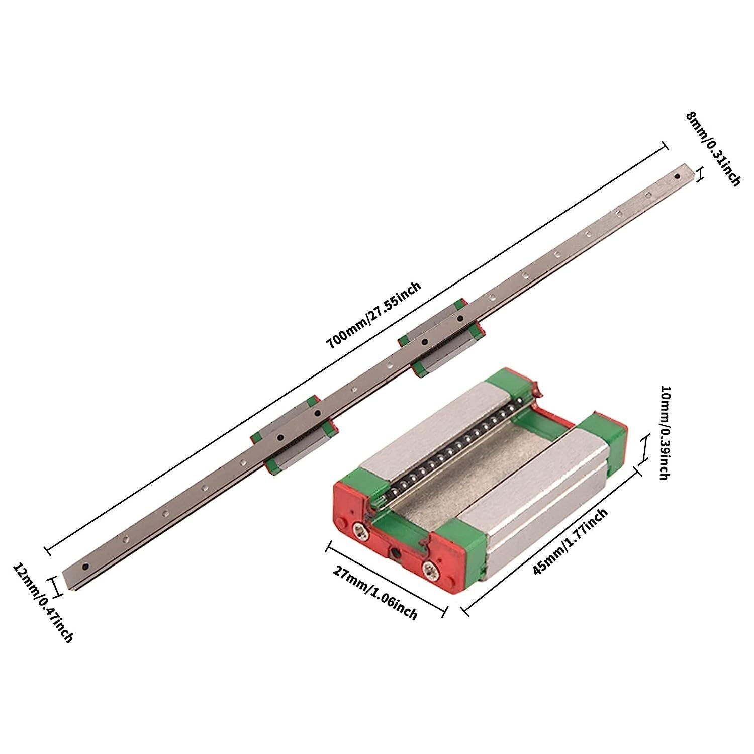 700mm Linear Rail Guide MGN12 Linear Rail with 2 Stainless Steel MGN12H Carriage Blocks for 3D Printers, CNC Machine Upgrade, Machining and Other Linear Motion Measurement Equipments - Premium Linear Motion Guides from Rapidvehicles - Just $66.99! Shop now at Rapidvehicles