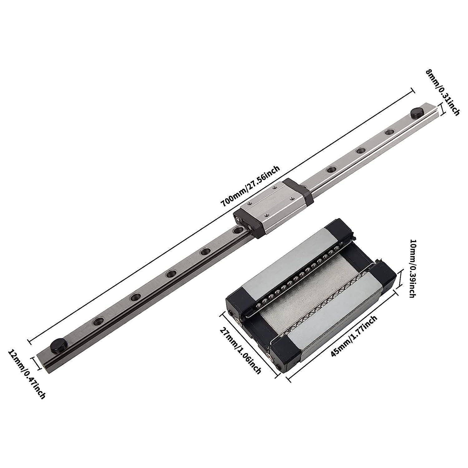 MGN12H 700mm Linear Rail Guide MGN12 Linear Rail with Stainless - Premium Linear Motion Guides from Rapidvehicles - Just $58.69! Shop now at Rapidvehicles