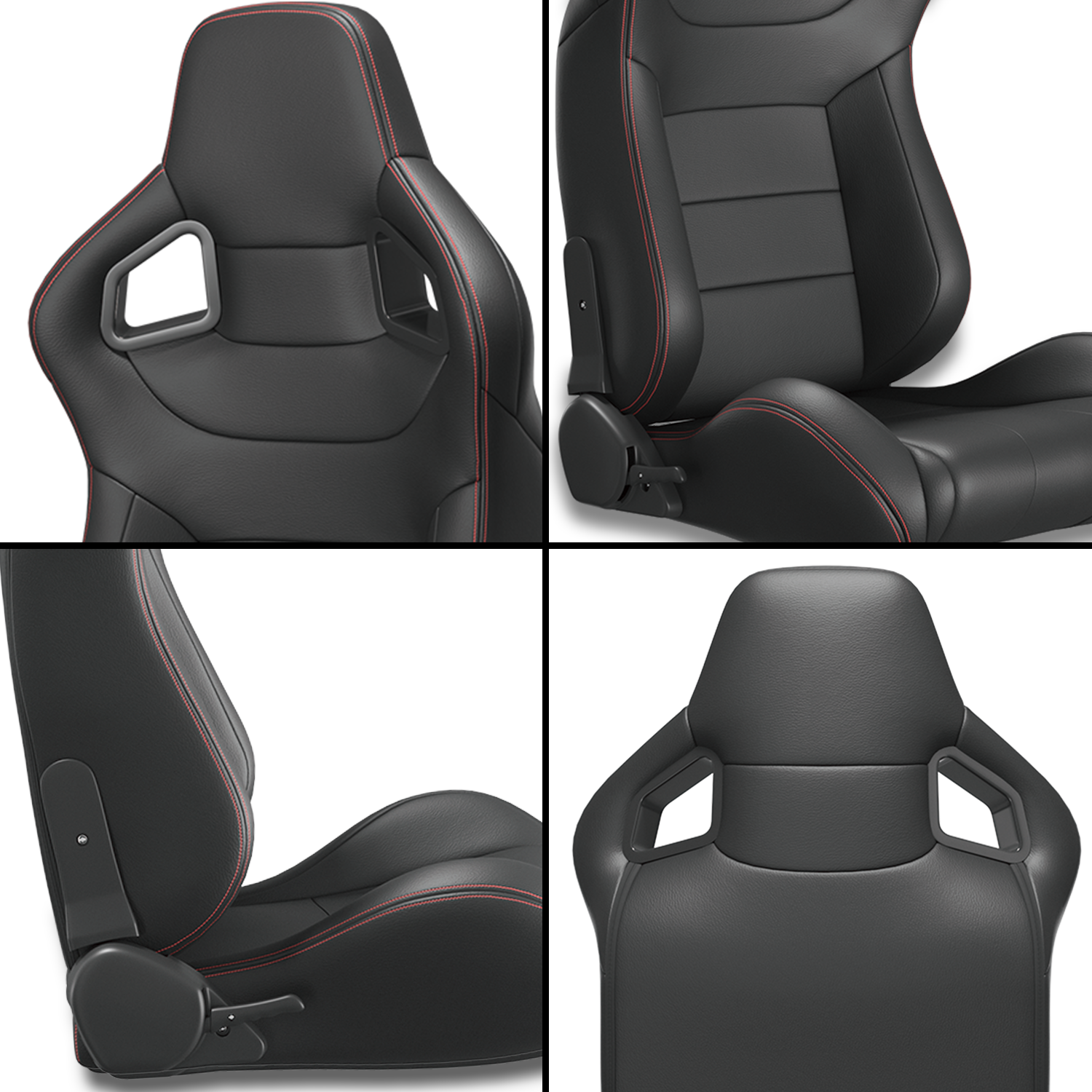 2PC Universal Bucket Racing Seats Red Stitch Red PVC Leather Reclinable Carbon Look Leather Back With Adjustor Slider(Not Including Seat Bracket ) 1 box of 2 pieces - Premium Accessories from Rapidvehicles - Just $389.99! Shop now at Rapidvehicles