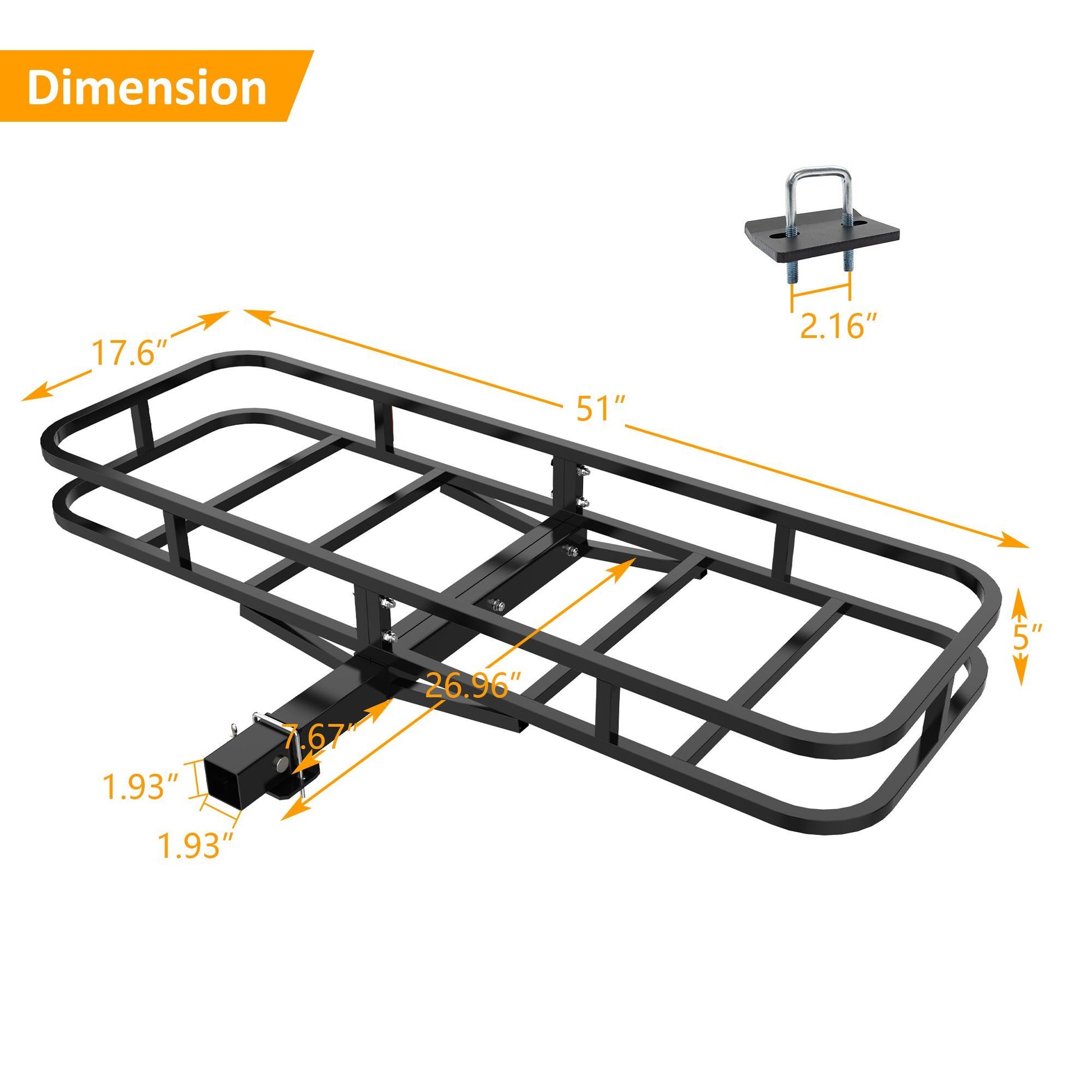 51" x 17.6" x 5" Cargo Basket - Premium Exterior Accessories from Rapidvehicles - Just $147.82! Shop now at Rapidvehicles