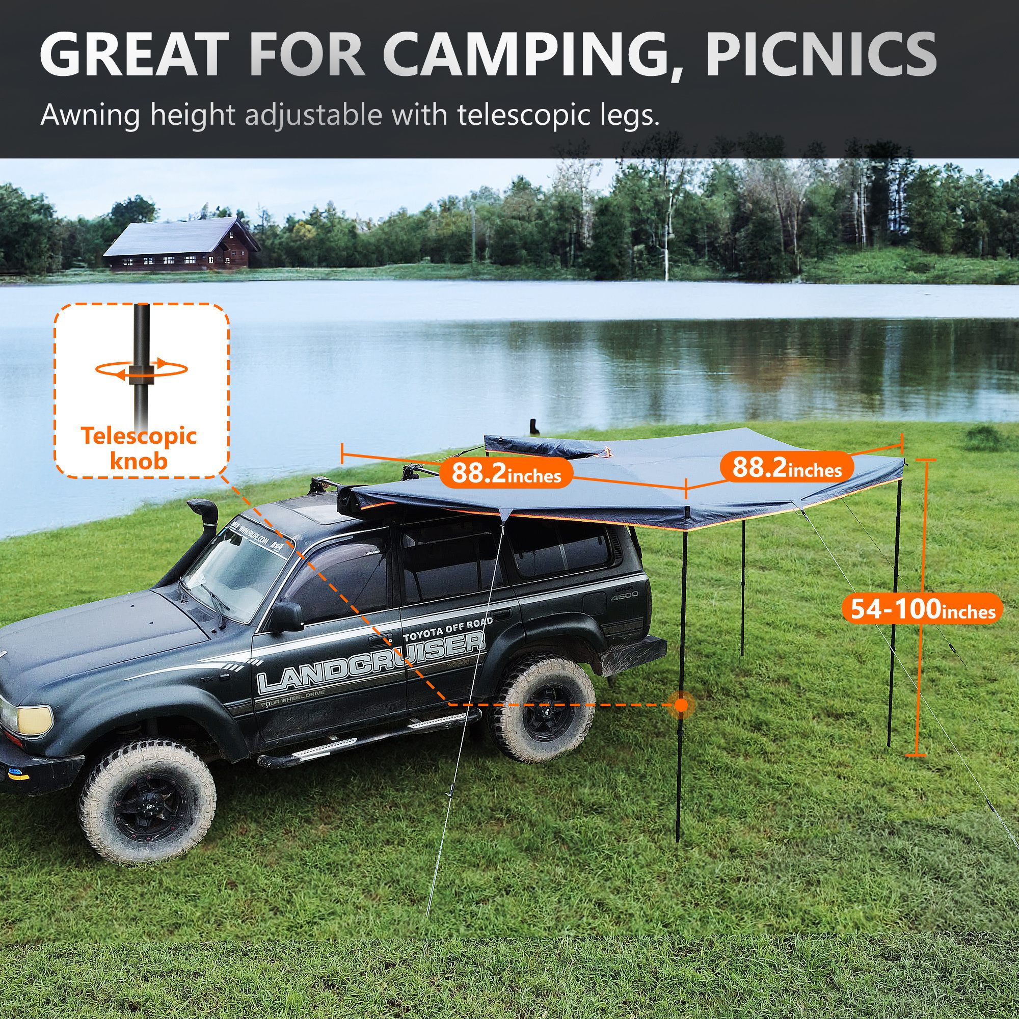 Trustmade Boneless 270 Car Side Awning Rooftop Pull Out Tent - Premium Truck Bed & Tailgate Accessories from Trustmade - Just $603.99! Shop now at Rapidvehicles