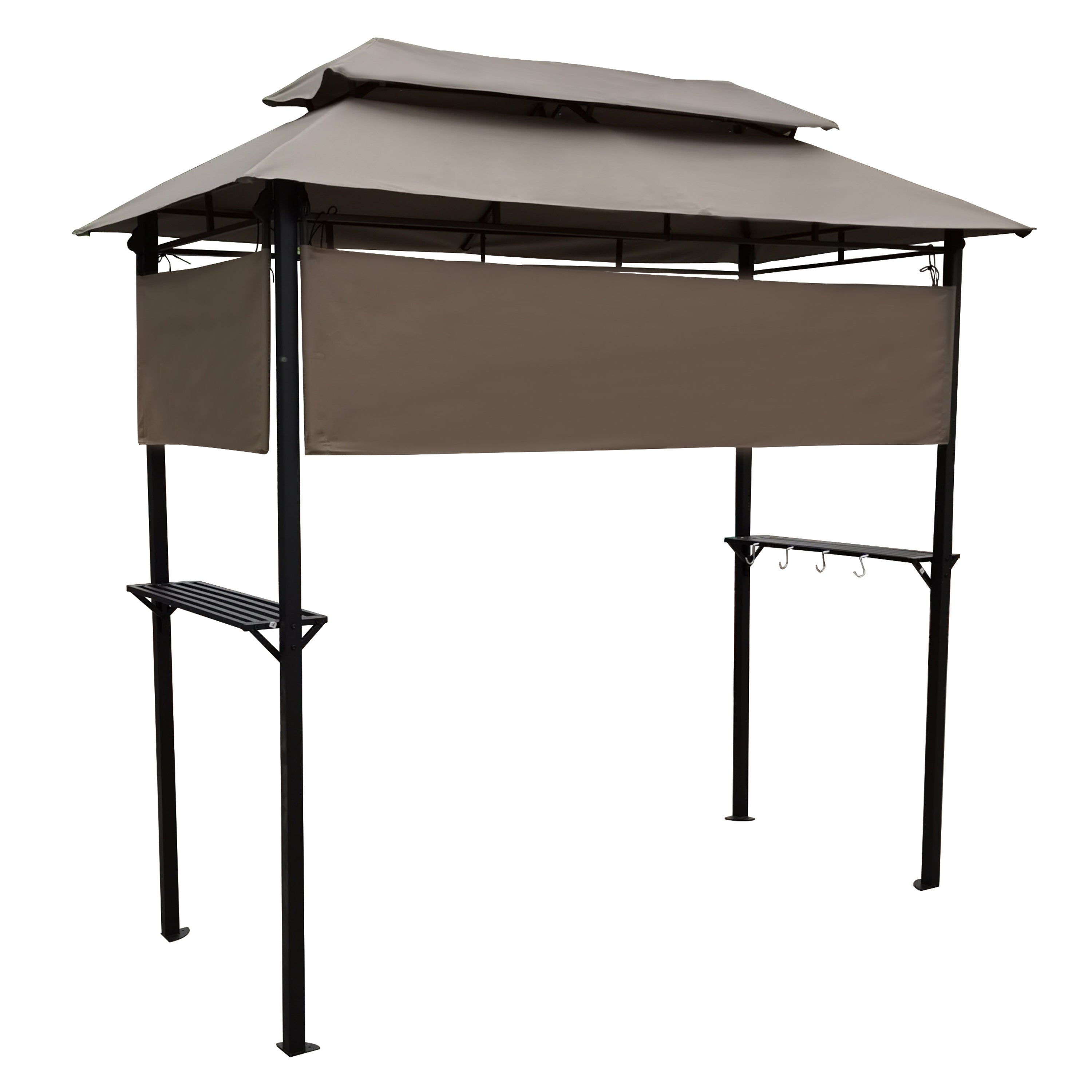 8x4ft Grill Gazebo,metal gazebo with Soft Top Canopy and Steel Frame with hook and Bar Counters,Mushroom fabric - Premium Carports from Rapidvehicles - Just $248.99! Shop now at Rapidvehicles