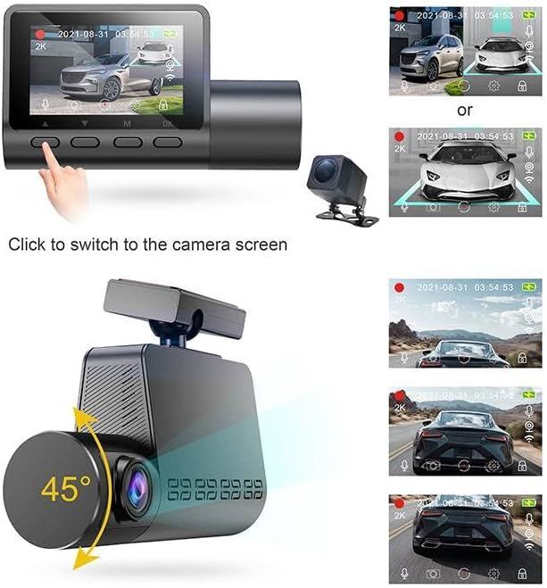 Dual Front Rear Dash Cam 2K QHD +1080p 2" Display 140 Wide Angle - Premium On-Dash Video from Rapidvehicles - Just $196.19! Shop now at Rapidvehicles