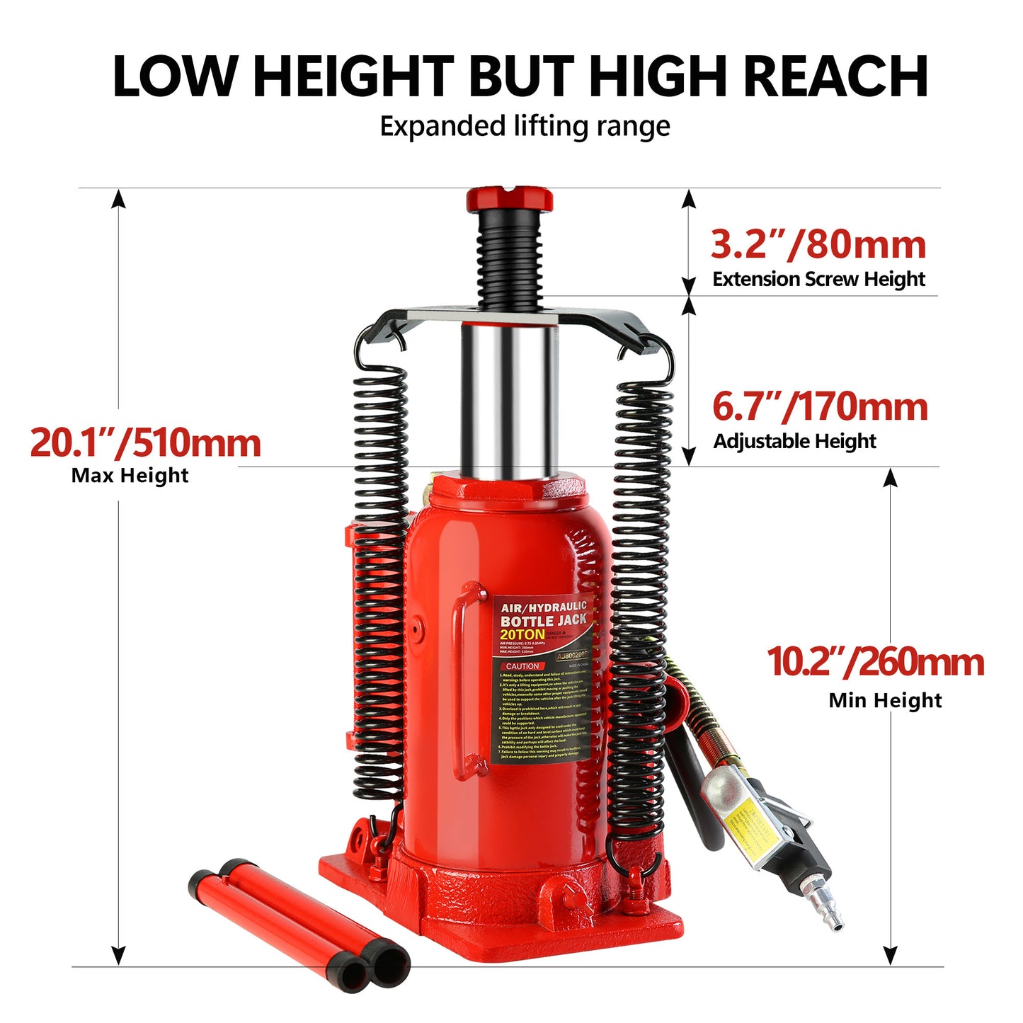 20 Ton Air Hydraulic Bottle Jack, with Manual Hand Pump Used for - Premium Accessories from Rapidvehicles - Just $142.83! Shop now at Rapidvehicles