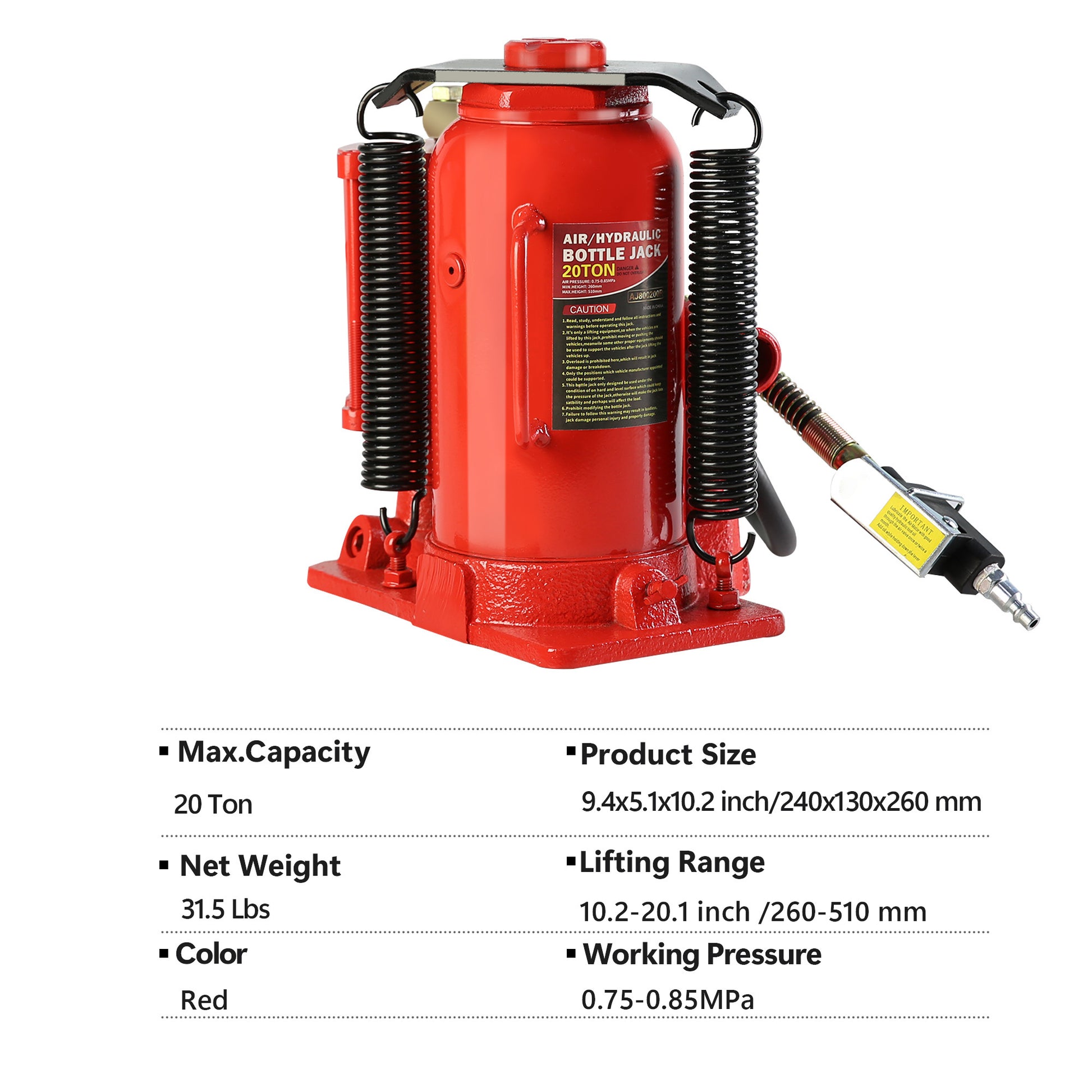 20 Ton Air Hydraulic Bottle Jack, with Manual Hand Pump Used for - Premium Accessories from Rapidvehicles - Just $142.83! Shop now at Rapidvehicles