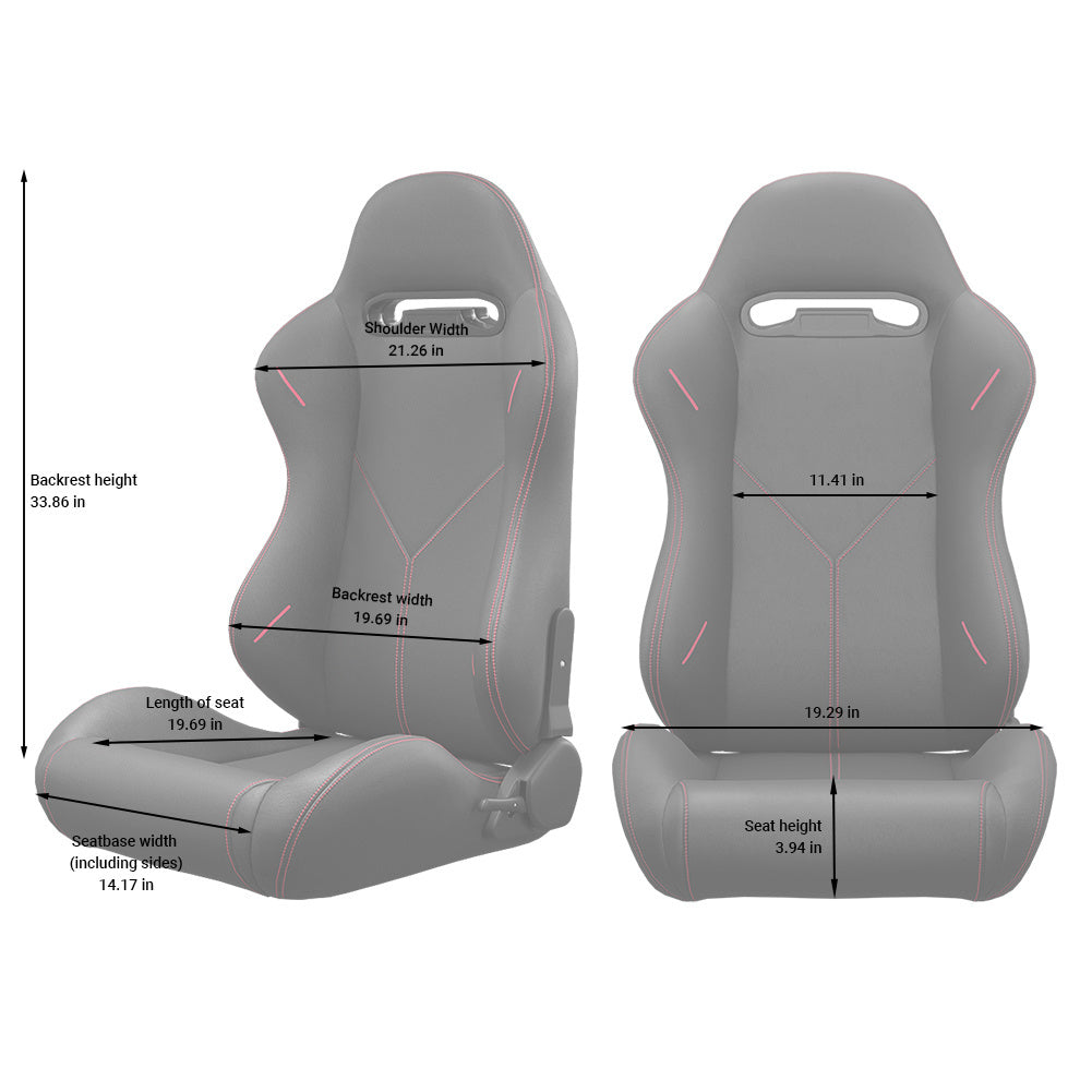 2PC Universal Bucket Racing Seats Red Stitch Red PVC Leather Reclinable Carbon Look Leather Back With Adjustor Slider(Not Including Seat Bracket ) 1 box of 2 pieces - Premium Accessories from Rapidvehicles - Just $387.99! Shop now at Rapidvehicles