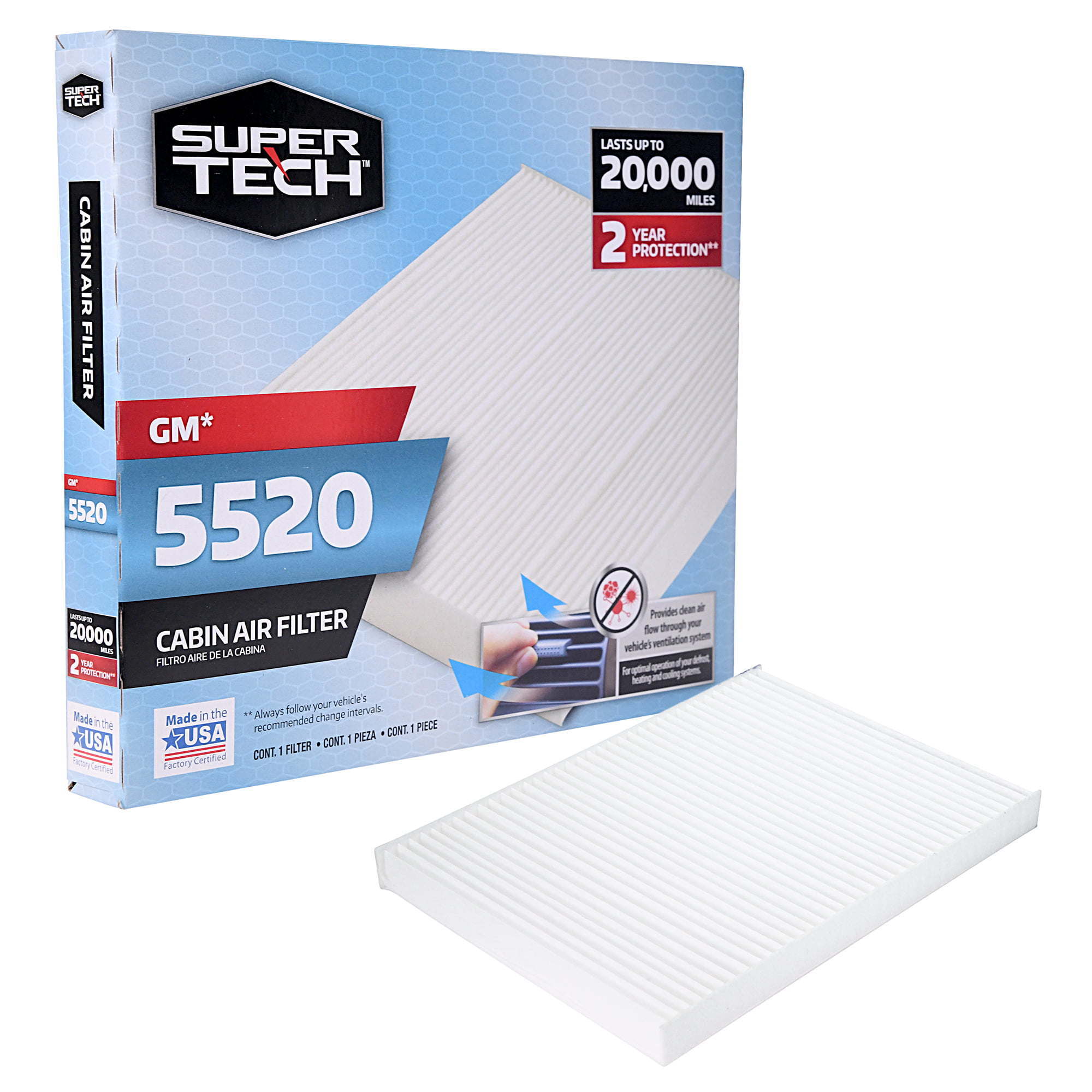 Super Tech 5520 Cabin Air Filters, Replacement Air/Dust Filter for Buick Chevrolet GMC - Premium Filters from Super Tech - Just $60.60! Shop now at Rapidvehicles