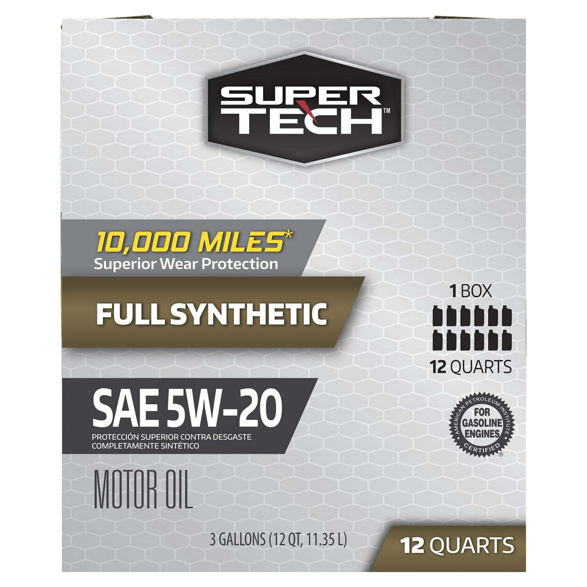 Super Tech Full Synthetic SAE 5W-20 Motor Oil, 12 Quart Bag (3 gallons) - Premium Engine Oil from Super Tech - Just $87.99! Shop now at Rapidvehicles