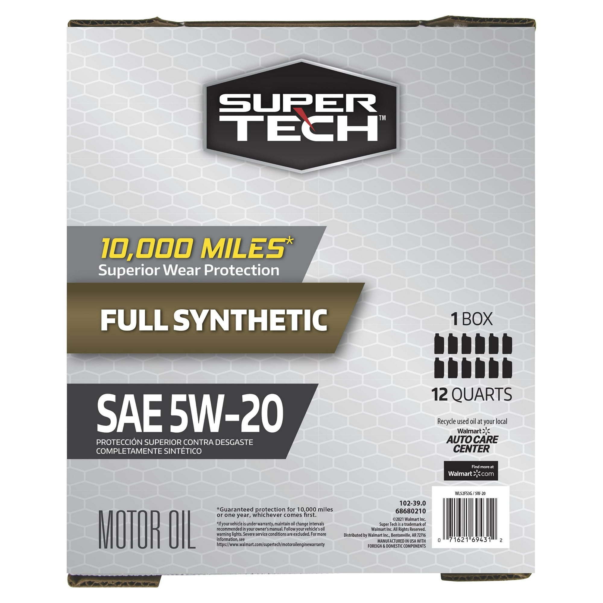 Super Tech Full Synthetic SAE 5W-20 Motor Oil, 12 Quart Bag (3 gallons) - Premium Engine Oil from Super Tech - Just $87.99! Shop now at Rapidvehicles