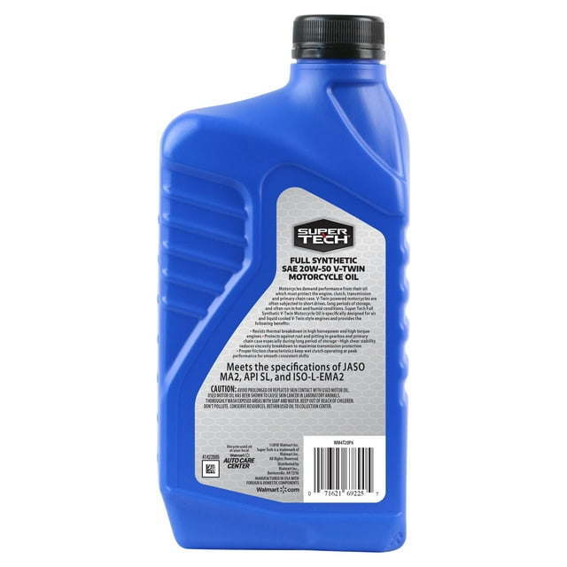 Super Tech Full Synthetic SAE 20W-50 V-Twin Motorcycle Oil, 1 Quart - Premium Engine Oil from Super Tech - Just $40.99! Shop now at Rapidvehicles