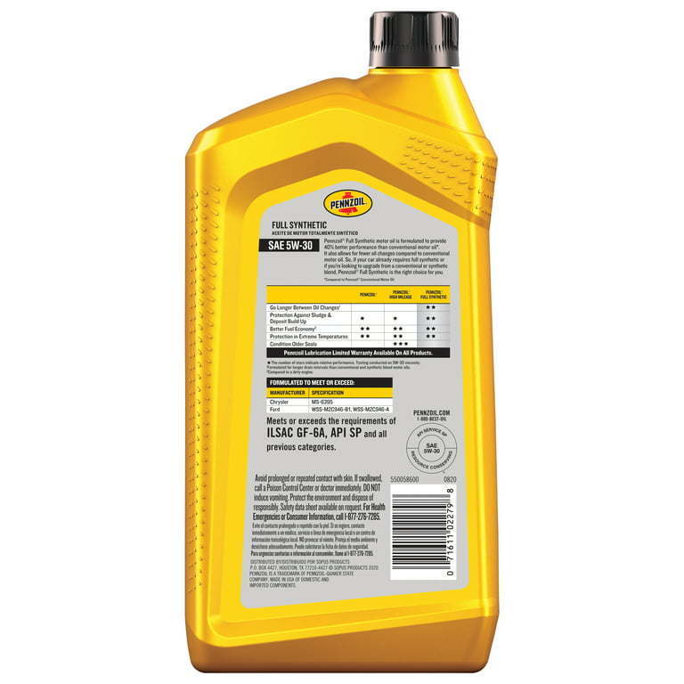 Pennzoil Full Synthetic 5W-30 Motor Oil, 1 Quart - Premium Engine Oil from Pennzoil - Just $57.99! Shop now at Rapidvehicles