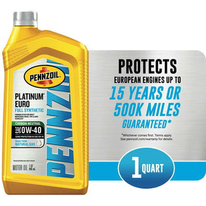 Pennzoil Platinum Euro Full Synthetic 0W-40 Motor Oil, 1 Quart - Premium Engine Oil from Pennzoil - Just $40.99! Shop now at Rapidvehicles