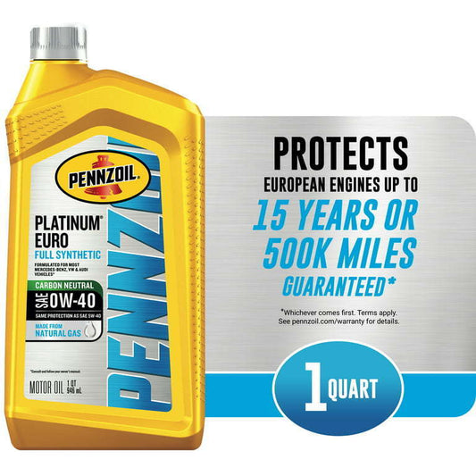 Pennzoil Platinum Euro Full Synthetic 0W-40 Motor Oil, 1 Quart - Premium Engine Oil from Pennzoil - Just $57.99! Shop now at Rapidvehicles