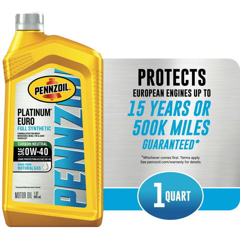 Pennzoil Platinum Euro Full Synthetic 0W-40 Motor Oil, 1 Quart - Premium Engine Oil from Pennzoil - Just $40.99! Shop now at Rapidvehicles