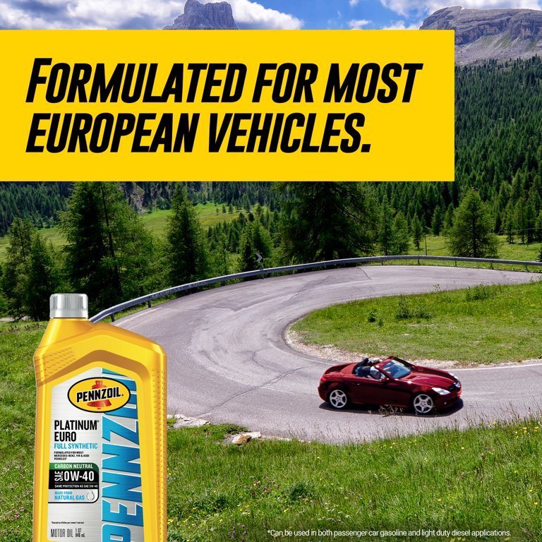 Pennzoil Platinum Euro Full Synthetic 0W-40 Motor Oil, 1 Quart - Premium Engine Oil from Pennzoil - Just $40.99! Shop now at Rapidvehicles