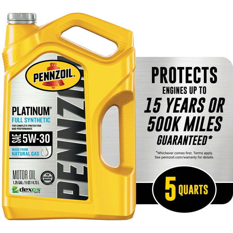 Pennzoil Platinum Full Synthetic 5W-30 Motor Oil, 5-Quart - Premium Engine Oil from Pennzoil - Just $45.99! Shop now at Rapidvehicles