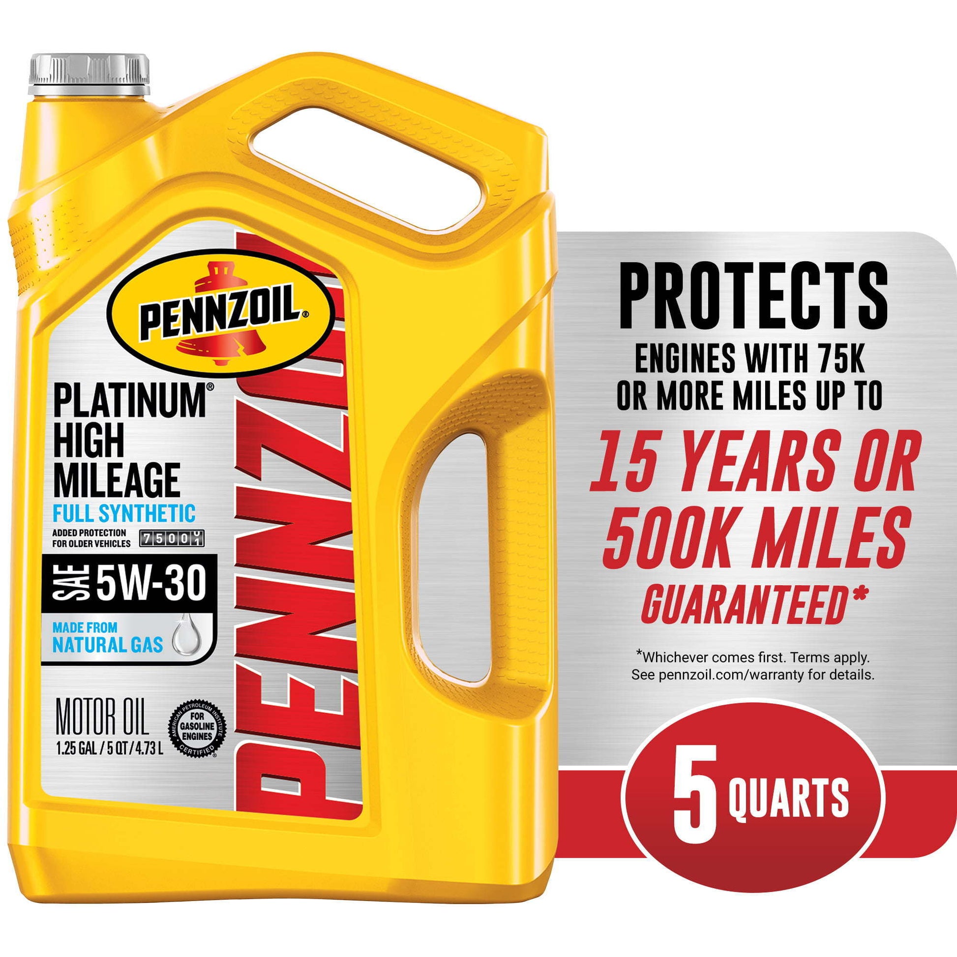 Pennzoil Platinum High Mileage Full Synthetic 5W-30 Motor Oil, 5 - Premium Engine Oil from Pennzoil - Just $77.99! Shop now at Rapidvehicles