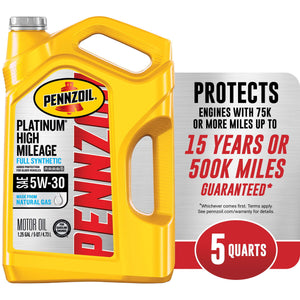 Pennzoil Platinum High Mileage Full Synthetic 5W-30 Motor Oil, 5 Quart - Premium Engine Oil from Pennzoil - Just $64.99! Shop now at Rapidvehicles