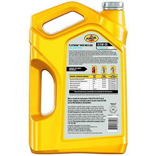 Pennzoil Platinum High Mileage Full Synthetic 5W-30 Motor Oil, 5 - Premium Engine Oil from Pennzoil - Just $77.99! Shop now at Rapidvehicles